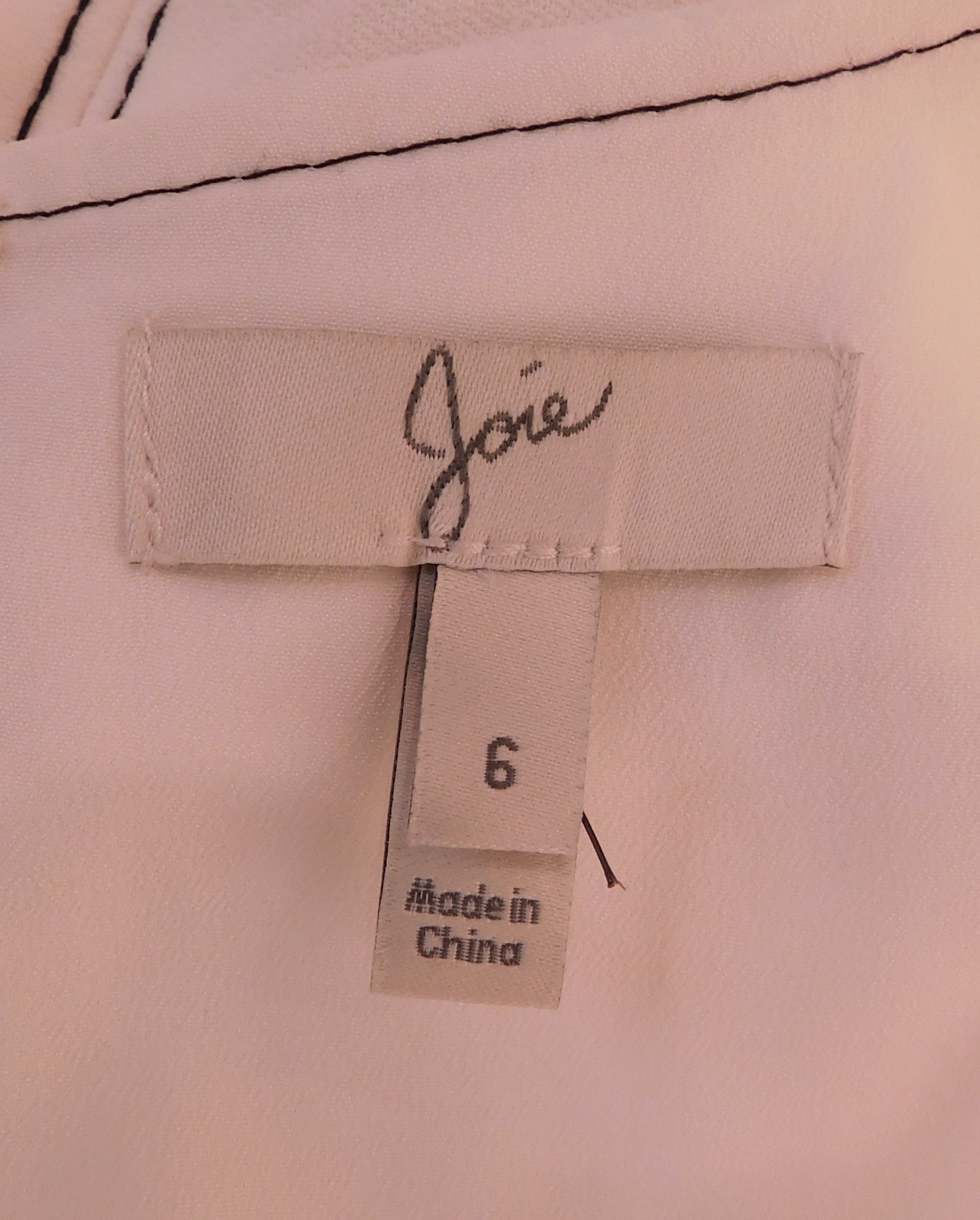 JOIE Women's White W Black Top Stitching Sleeveless Scoop Neck Belted Wide Cropped Leg Jump Suit Sz 6 ($348) - Image 8