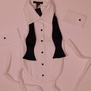 KIKI DE MONTPARNASSE NWT Women's White Tuxedo Cotton Bib & Cuff Set Sz OS ($295)