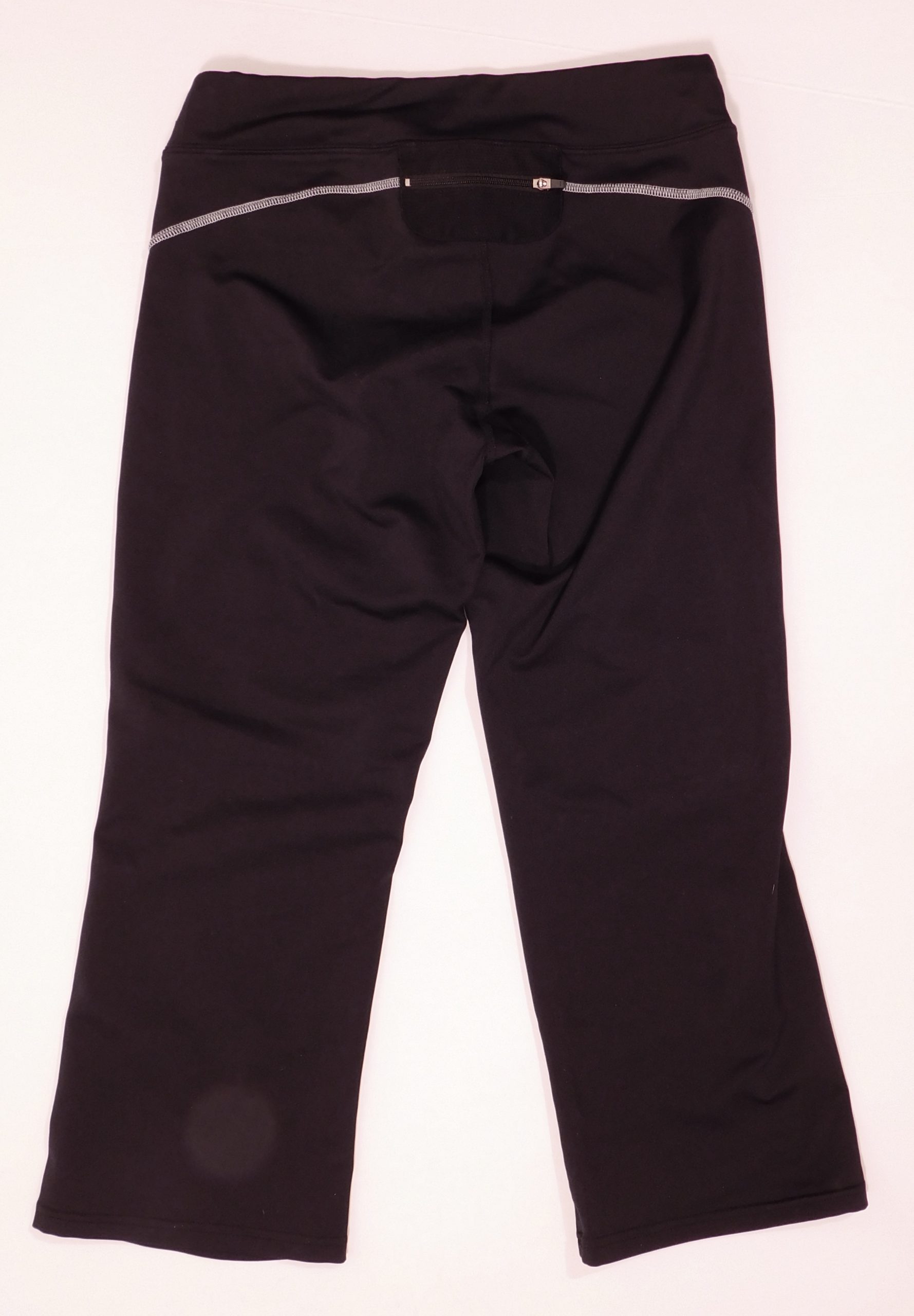 ATHLETA Woman's Black W White Top Stitching Pull On Cropped Athletic Pant Sz M - Image 5
