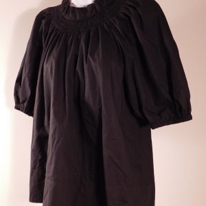 J CREW Women's Black High Ruffle Neck Cotton Short Sleeved Blouse Sz S
