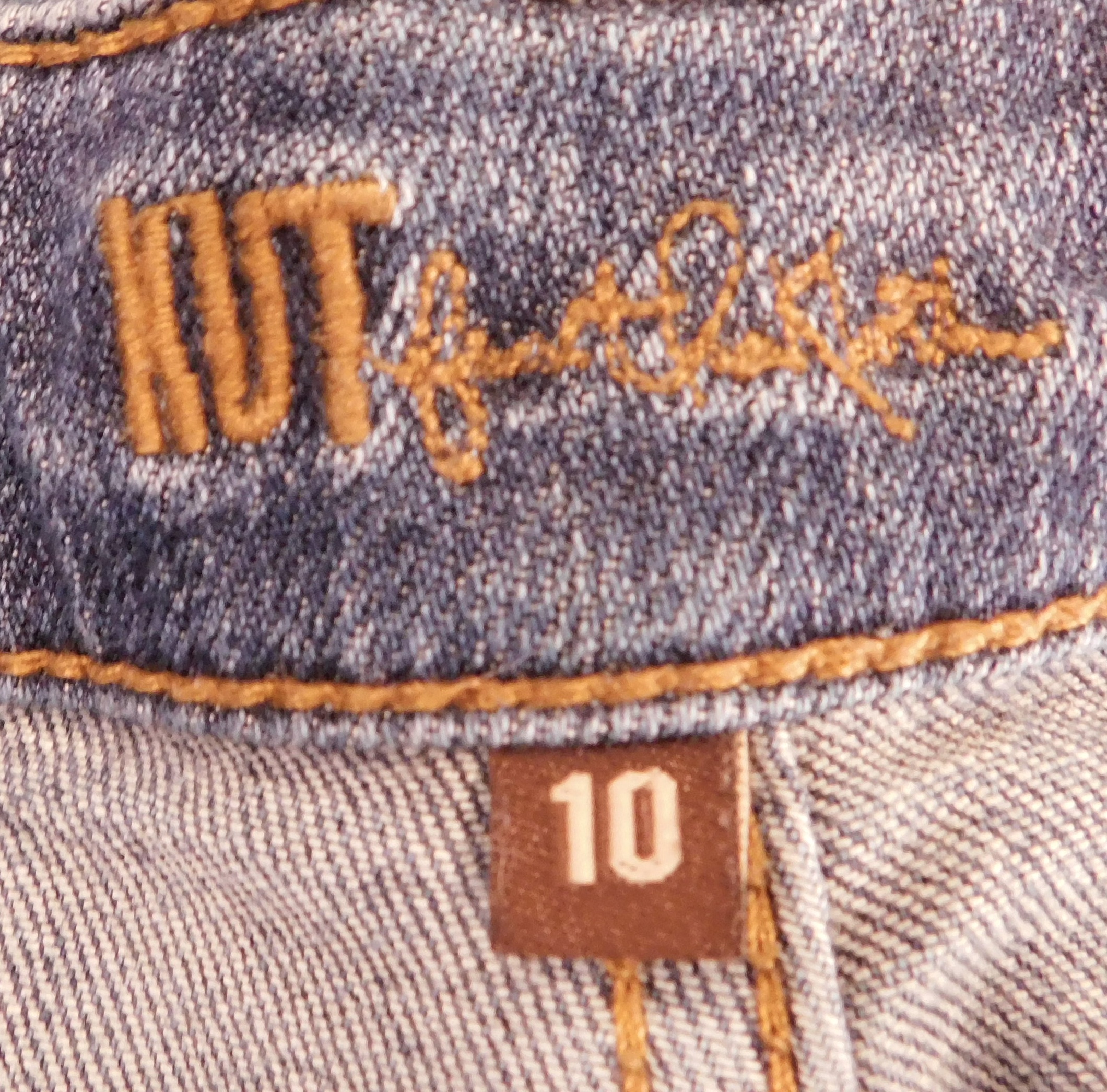 KUT FROM THE SAME KLOTH Women's Medium Wash Blue Cotton Stretch Straight Leg Distressed Jean Sz 10 - Image 8