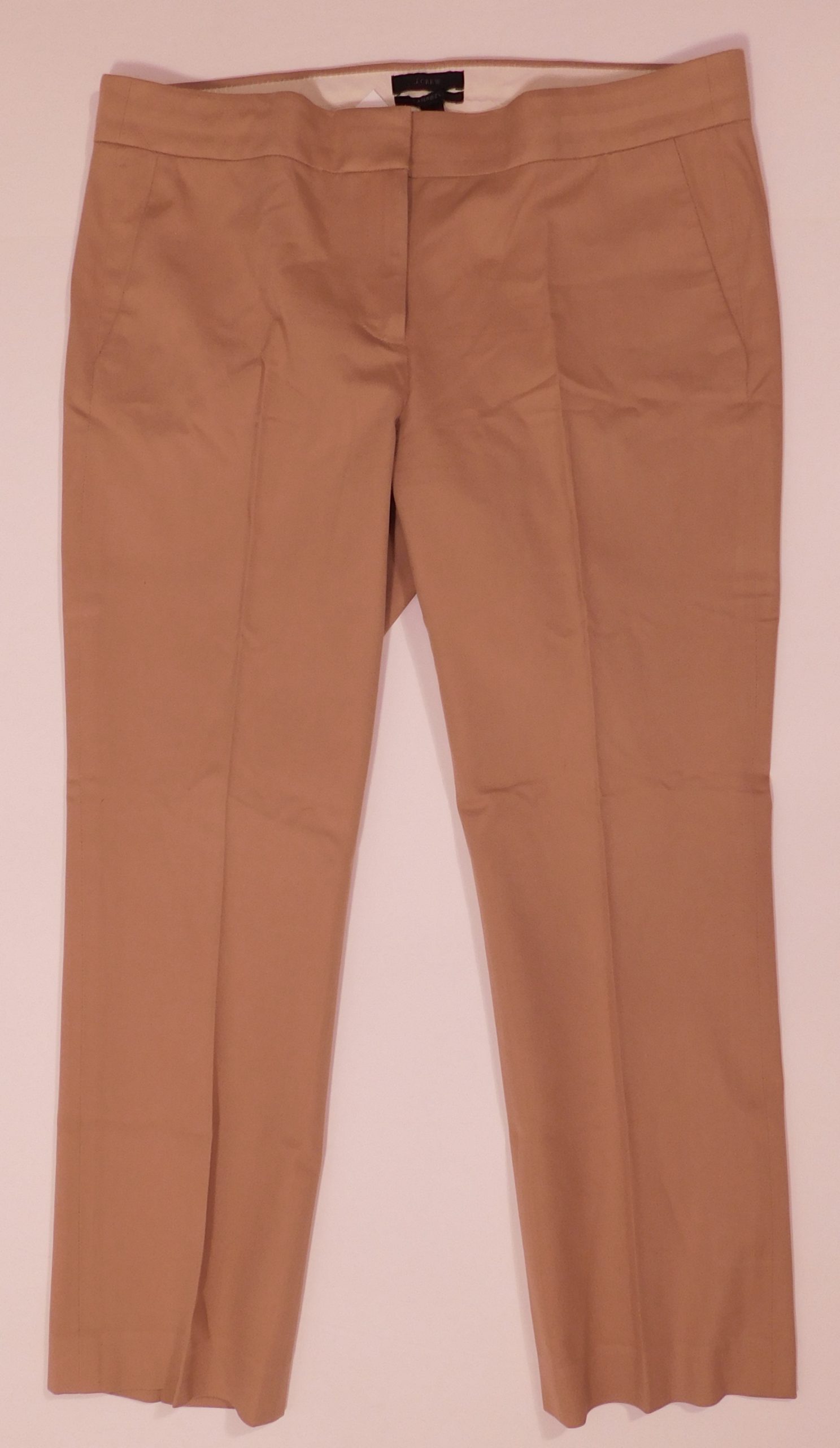 J CREW Women's Camel Cotton Stretch Flat Front Cropped Campbell Pant Sz 10 - Image 3