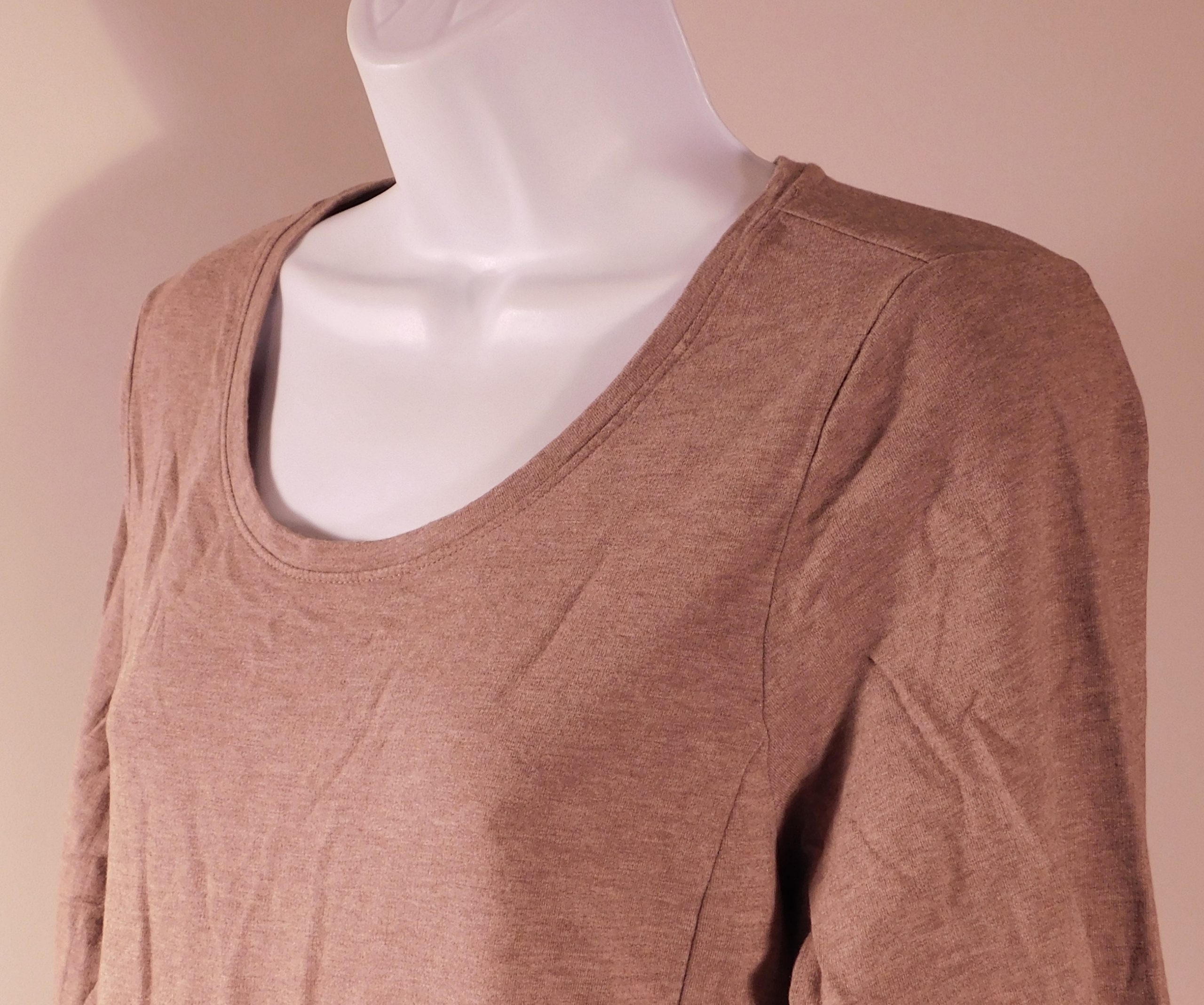 PURE JILL BY JJILL Women's Heathered Brown 3/4 Sleeve Scoop Neck Jersey Knit Dress Sz M - Image 3