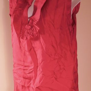 J CREW Women's Berry Pink Ruffle Trim V-Neck Sleeveless Silk Blouse Sz 10