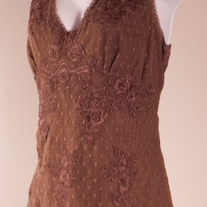 I.N.C. INTERNATIONAL CONCEPTS Women's Brown Lace Overlay V-Neck Sleeveless Blouse Sz L