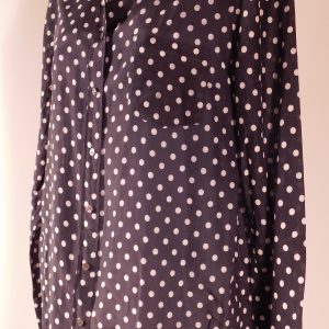 J CREW Women's Black White Polka Dot Button Front Cotton Silk Long Sleeved Boy Shirt Blouse Sz 10