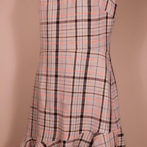 KAREN MILLEN NWOT Women's Cotton Blend Check Tweed Flippy Hem Mini Dress Sz 8 ($342)