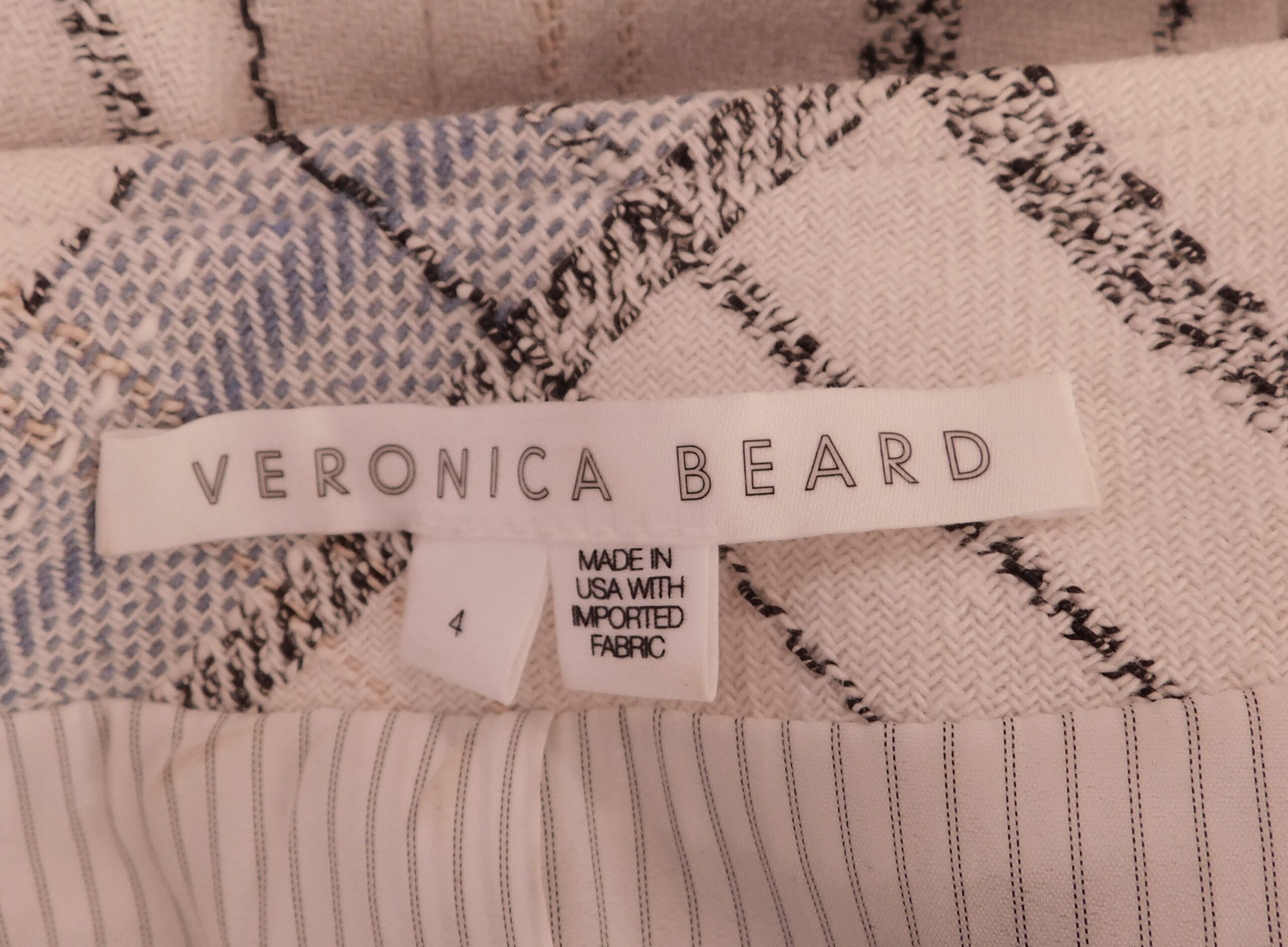 VERONICA BEARD Women's Blue Plaid Nikolai Cropped Puff Sleeves Jacket Sz 4 ($695) - Image 8