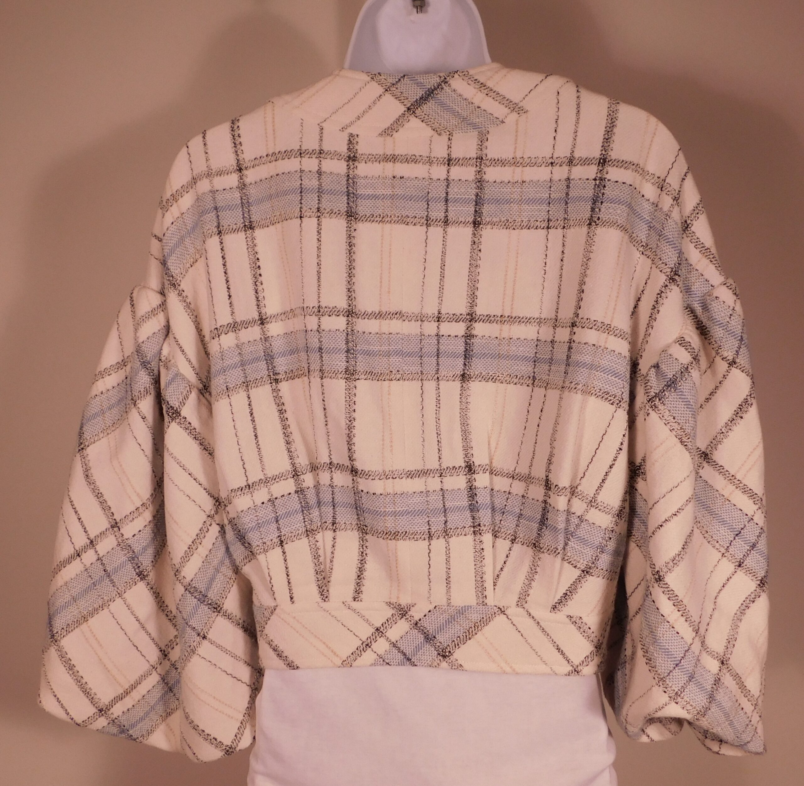 VERONICA BEARD Women's Blue Plaid Nikolai Cropped Puff Sleeves Jacket Sz 4 ($695) - Image 7