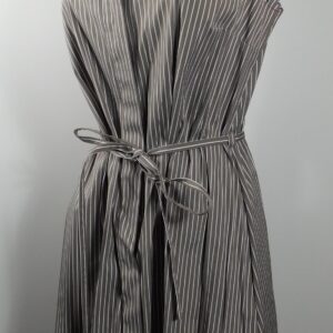 THEORY Women's Khaki White Striped Cotton Stretch Sleeveless Button Front Dress Sz 4