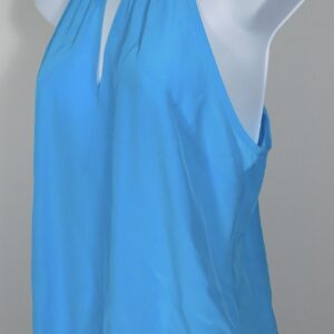 LILLY PULITZER Women's Aqua Blue Scoop Neck Sleeveless Silk Blouse Sz M
