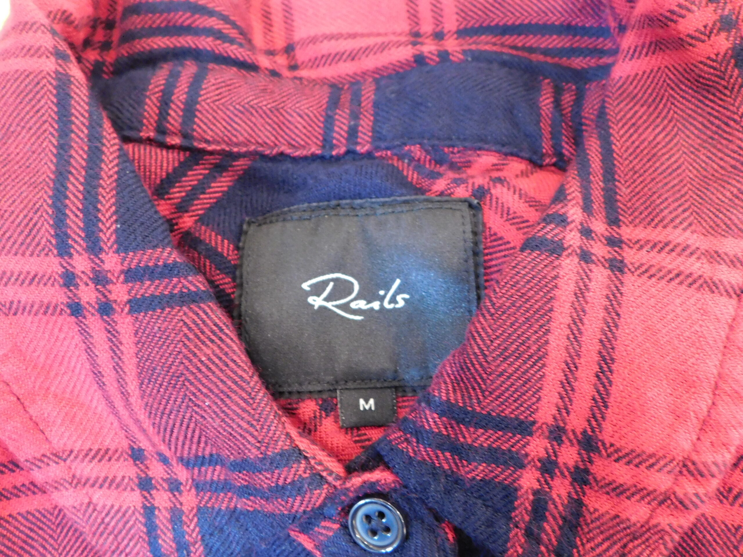 RAILS Women's Red Midnight Blue Plaid Long Sleeve Button Front Silk Shirt Sz M ($198) - Image 7
