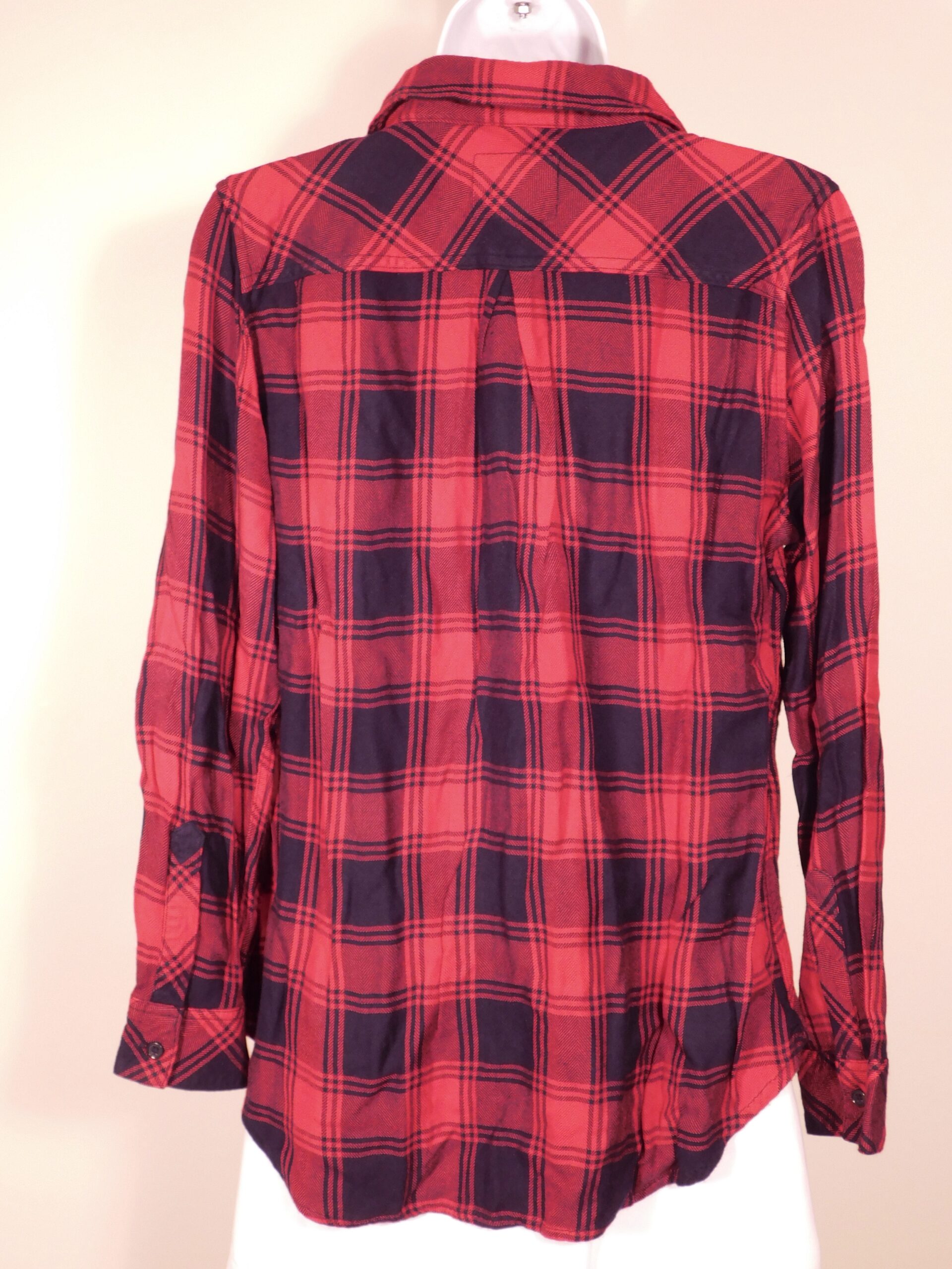 RAILS Women's Red Midnight Blue Plaid Long Sleeve Button Front Silk Shirt Sz M ($198) - Image 5