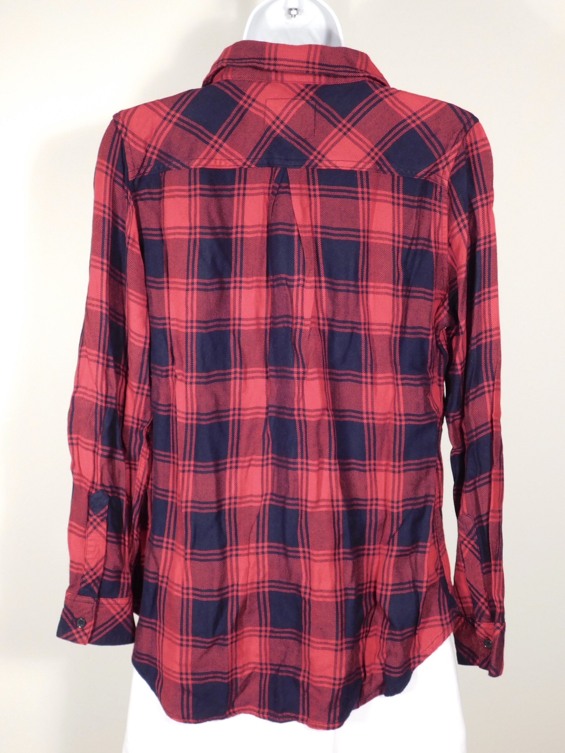 RAILS Women's Red Midnight Blue Plaid Long Sleeve Button Front Silk Shirt Sz M ($198) - Image 6