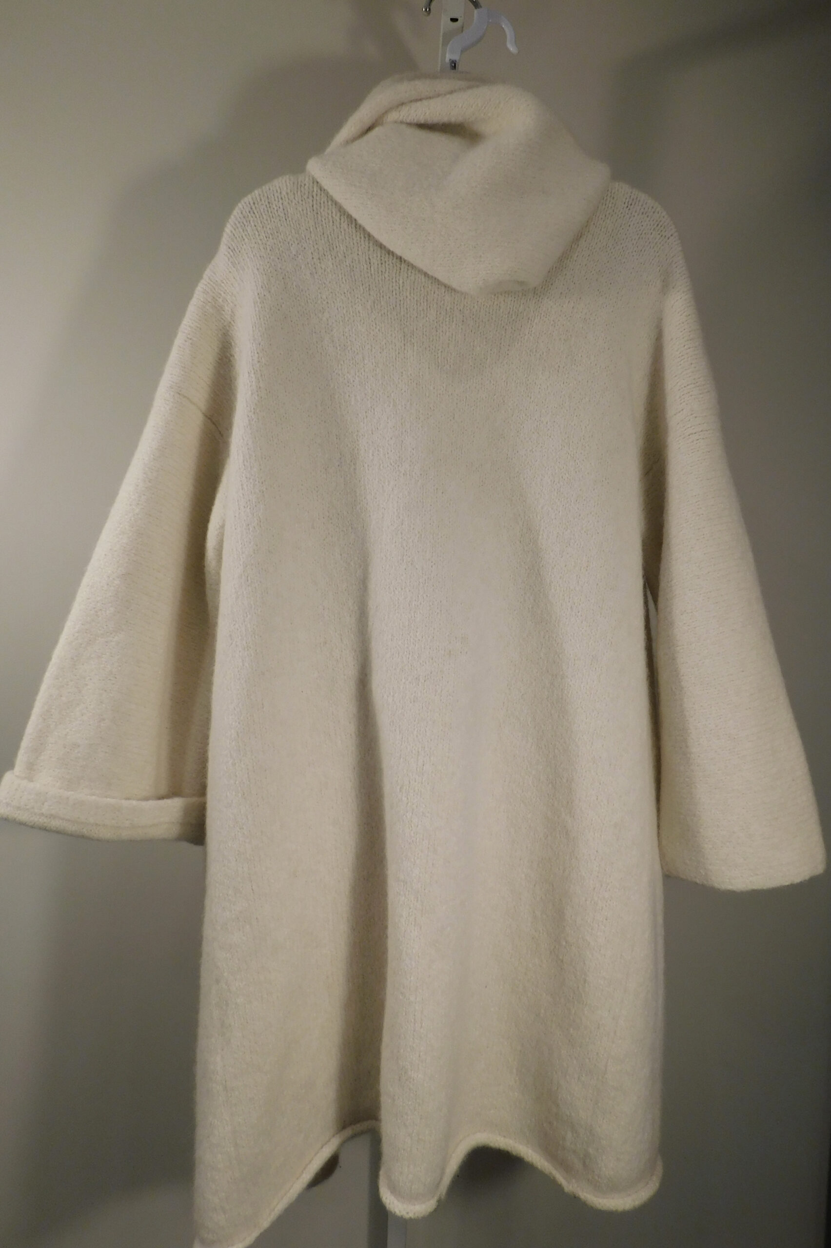 LAUREN MANOOGIAN Women's Off White Alpaca Open Front Hooded Cardigan Sweater Sz OS - Image 5