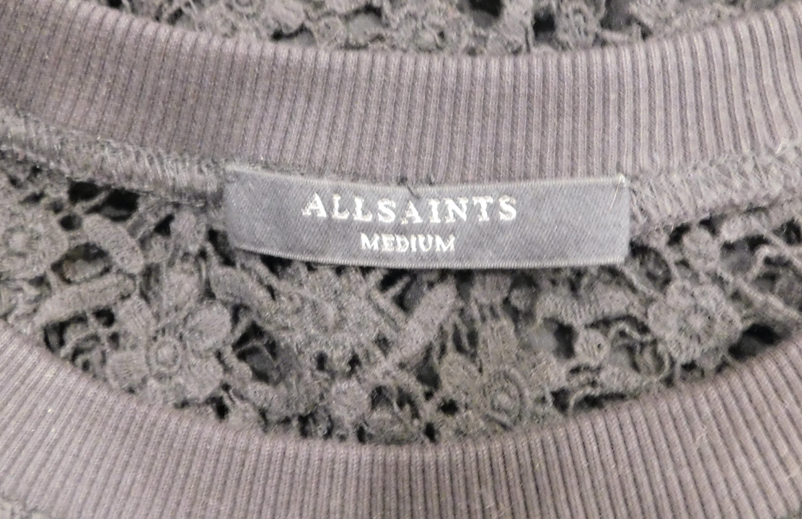 AllSAINTS Women's Black Lace Overlay Long Sleeve Dress Sz M - Image 6