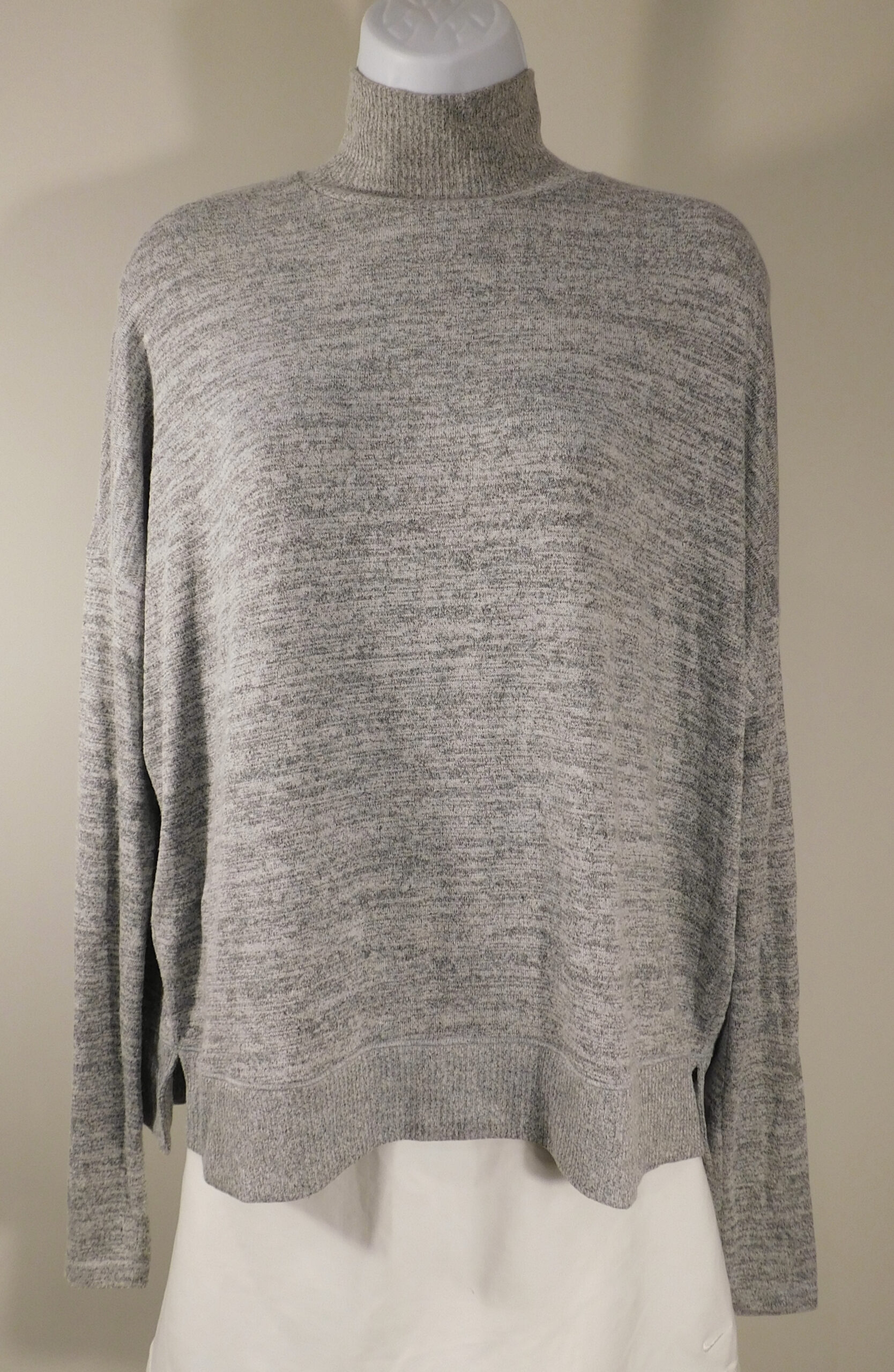 RAG & BONE Women's Light Gray Bowery Dropped-Shoulder Button-back Turtleneck Long Sleeve Sweater Sz M ($165) - Image 3