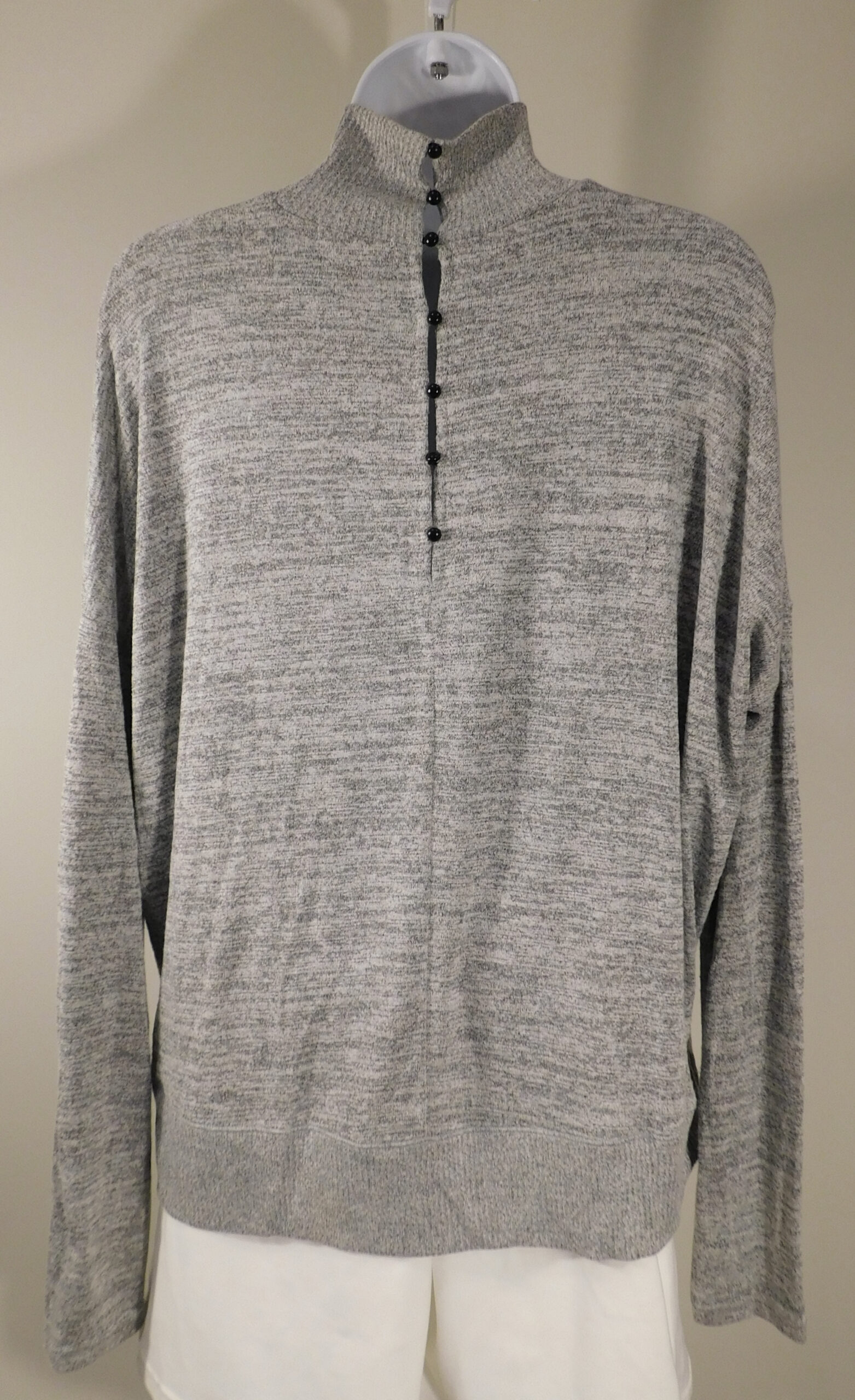 RAG & BONE Women's Light Gray Bowery Dropped-Shoulder Button-back Turtleneck Long Sleeve Sweater Sz M ($165) - Image 4