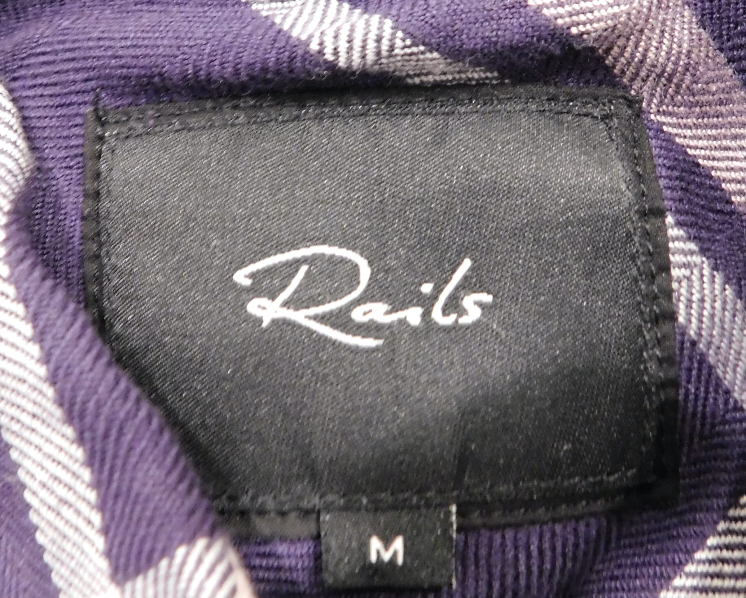 RAILS Women's Purple Pink White Plaid Long Sleeve Button Front Silk Shirt Sz M ($198) - Image 6