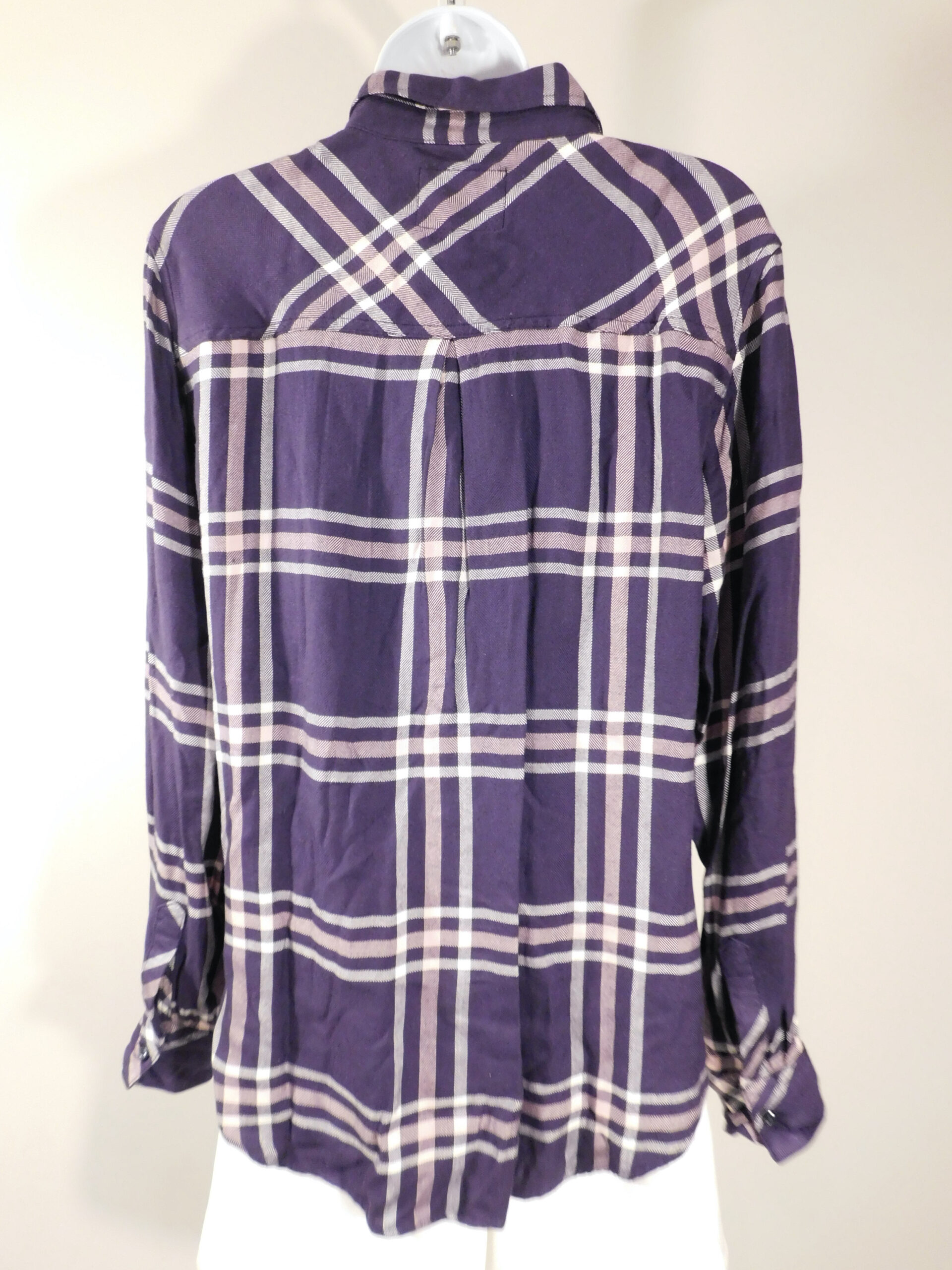 RAILS Women's Purple Pink White Plaid Long Sleeve Button Front Silk Shirt Sz M ($198) - Image 5