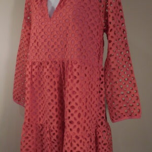 J CREW Women's Pink Long Sleeve Embroidered Eyelet Popover Dress Sz S ($138)