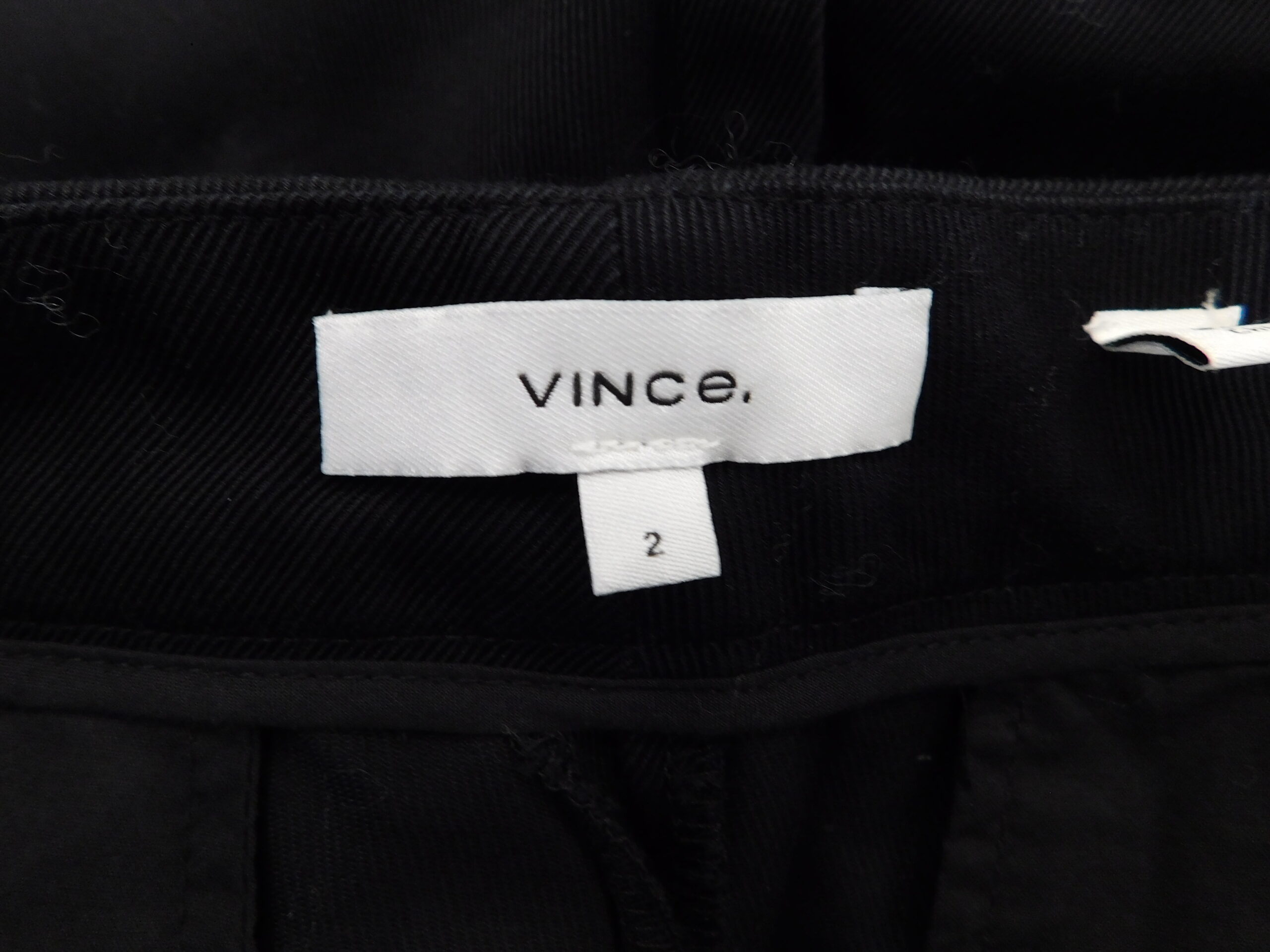 VINCE Women's Black Cotton Twill Wide Leg Flat Front Cropped Pant Sz 2 - Image 8
