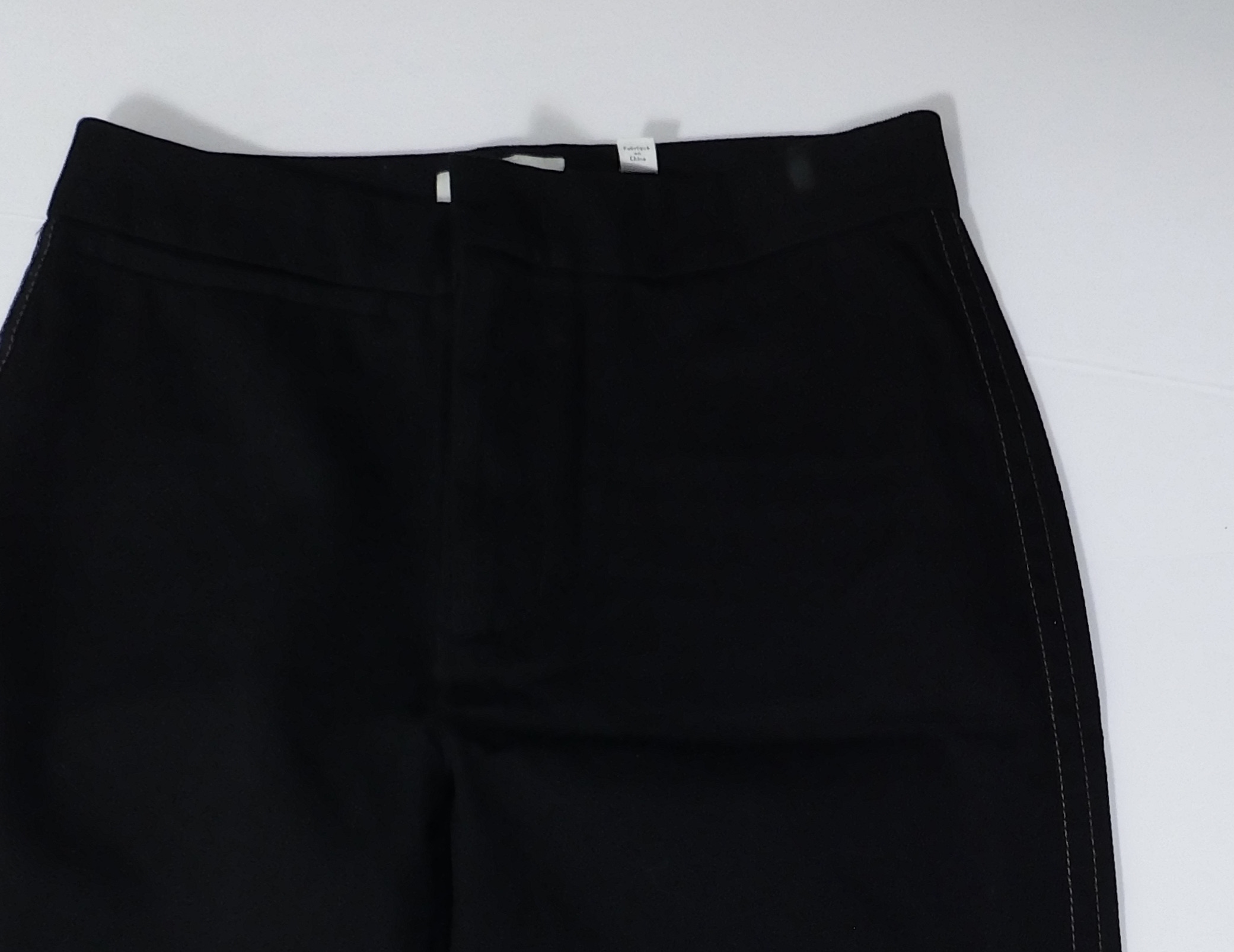 VINCE Women's Black Cotton Twill Wide Leg Flat Front Cropped Pant Sz 2 - Image 5