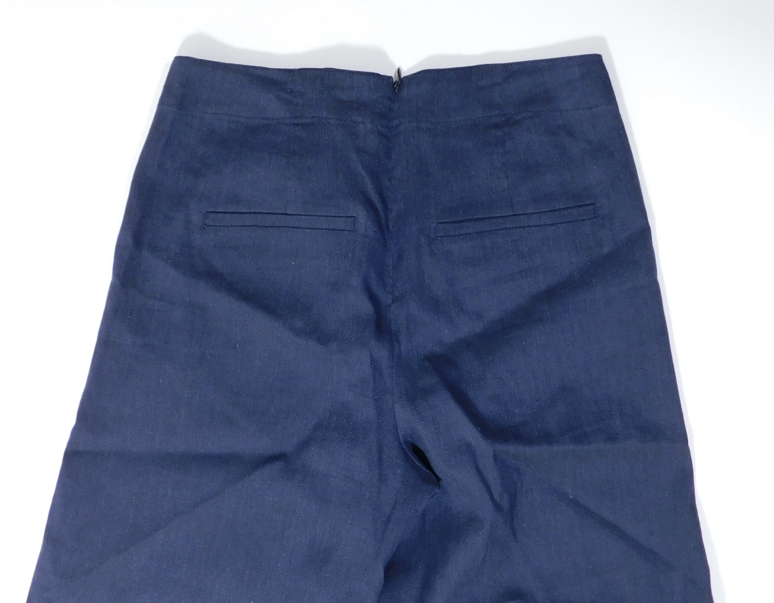VINCE Women's Midnight Blue Wide Leg Flat Front Linen Stretch Cropped Pant Sz 6 - Image 6