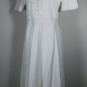SCANLAN THEODORE Women's Cream Crepe Knit Daisy Soft V-Neck Short Sleeved Dress Sz M ($850)