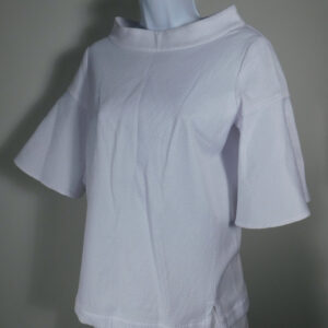 SARA CAMPBELL Women's White Pique Short Sleeve High Neck Tunic Blouse Sz 6