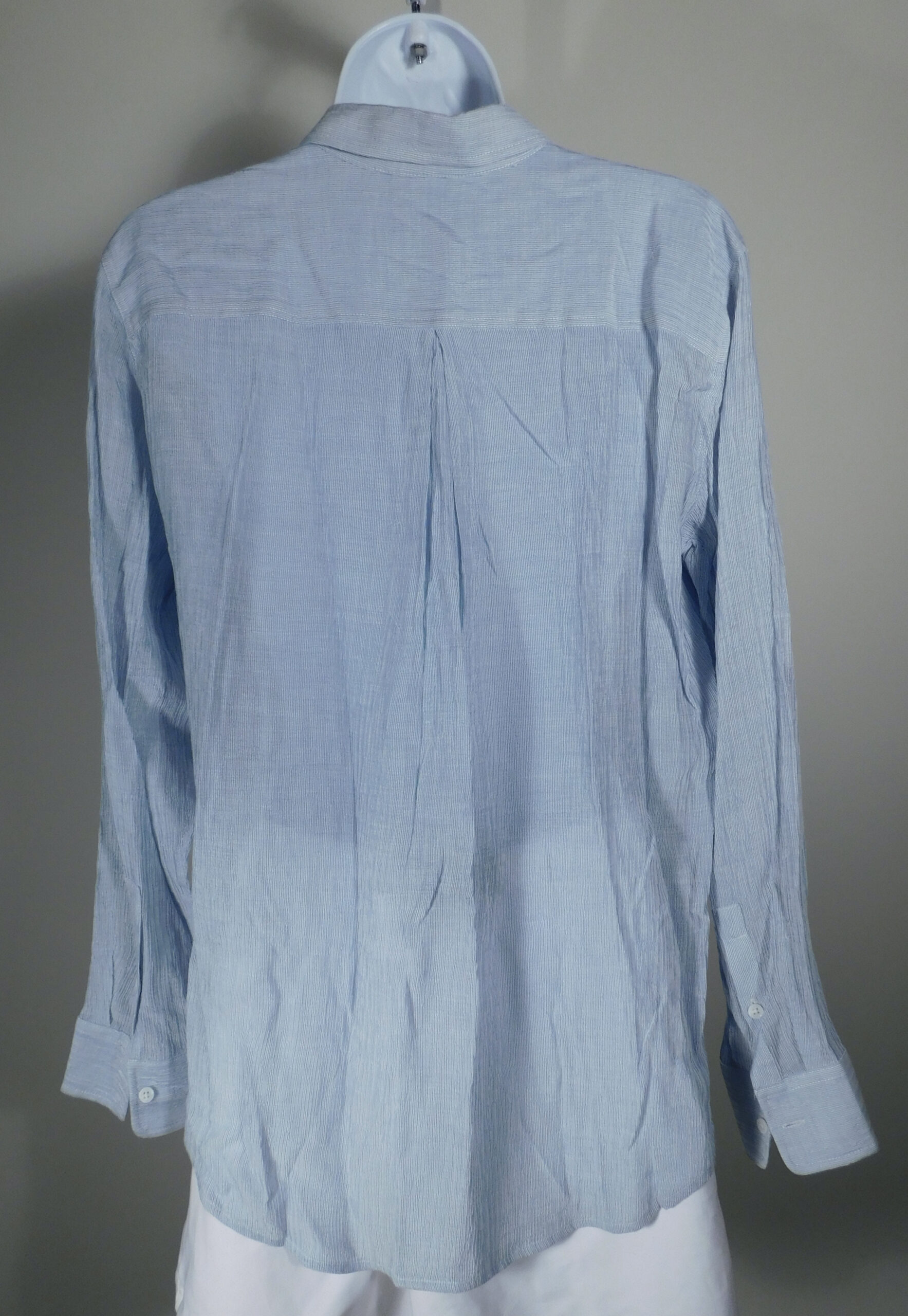 CLUB MONACO Women's Blue White Button Front Long Sleeve Cotton Shirt Blouse Sz S/P - Image 5