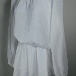 YUMI KIM Women's White Polka Dot Long Sleeve Tiered Skirt High Neck Class Act Dress Sz S ($238)