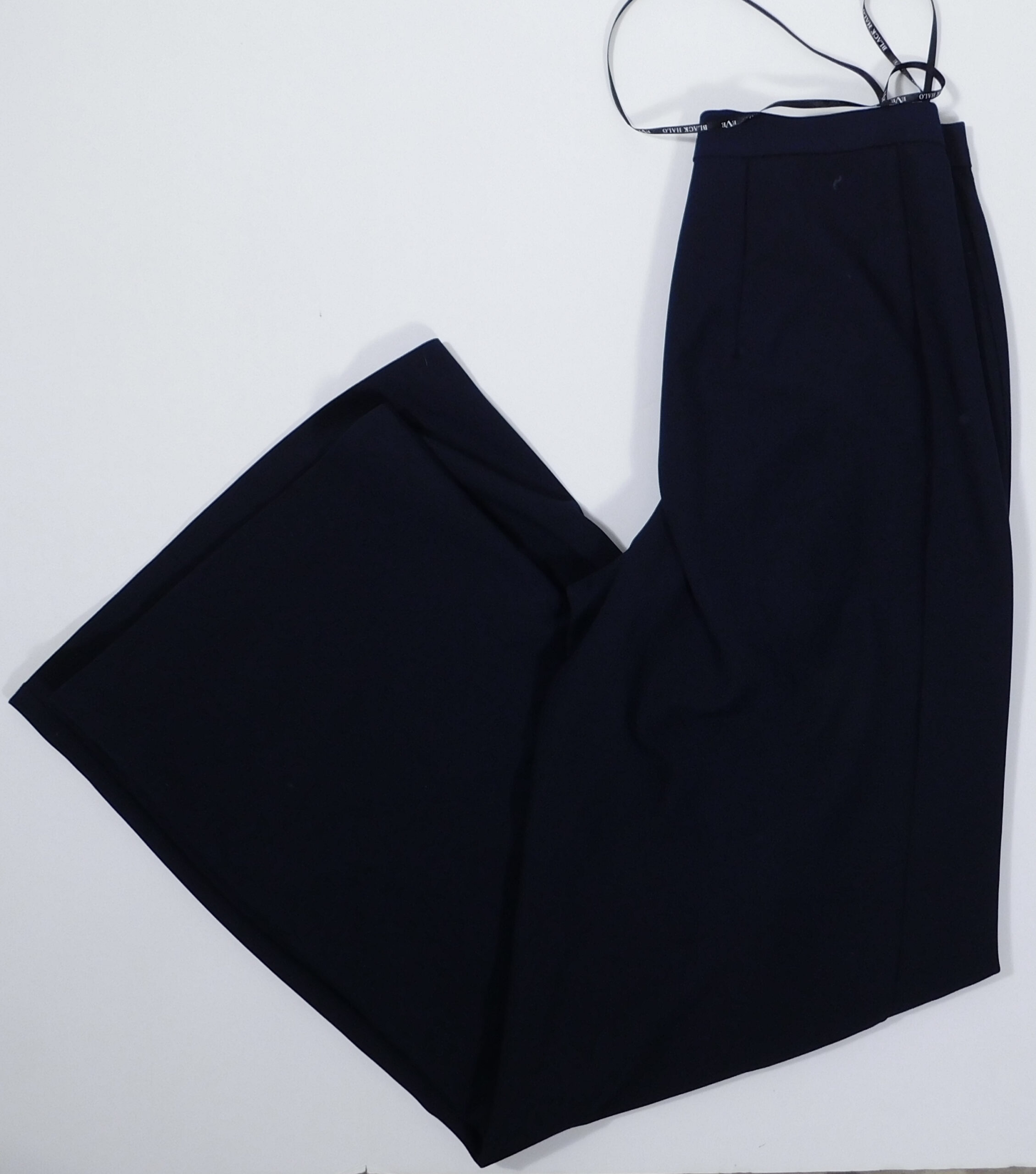 BLACK HALO EVE BY LAUREL BERMAN Women's Navy Blue Flat Front Wide Leg Pant Sz 6 ($340)