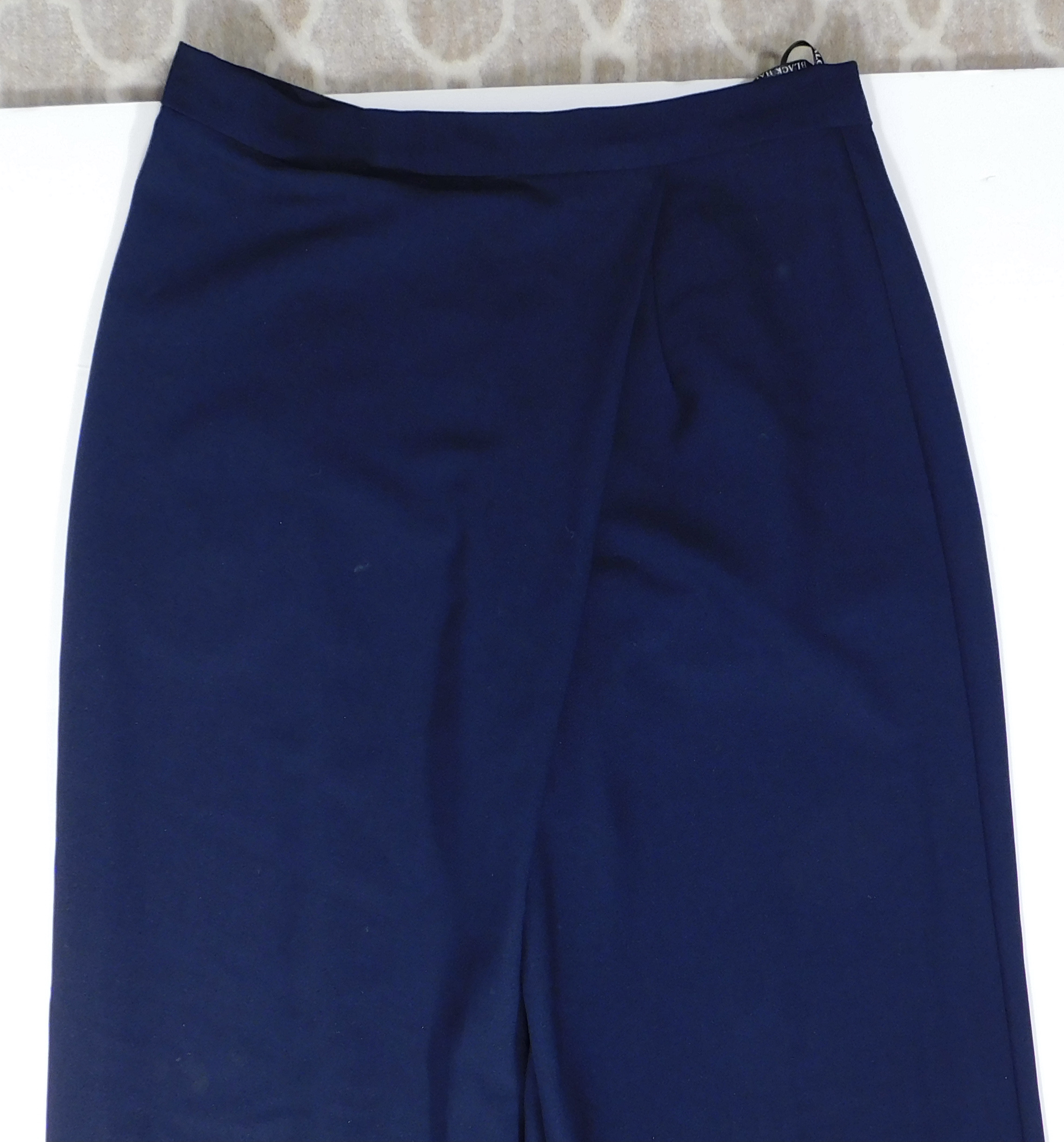 BLACK HALO EVE BY LAUREL BERMAN Women's Navy Blue Flat Front Wide Leg Pant Sz 6 ($340) - Image 4