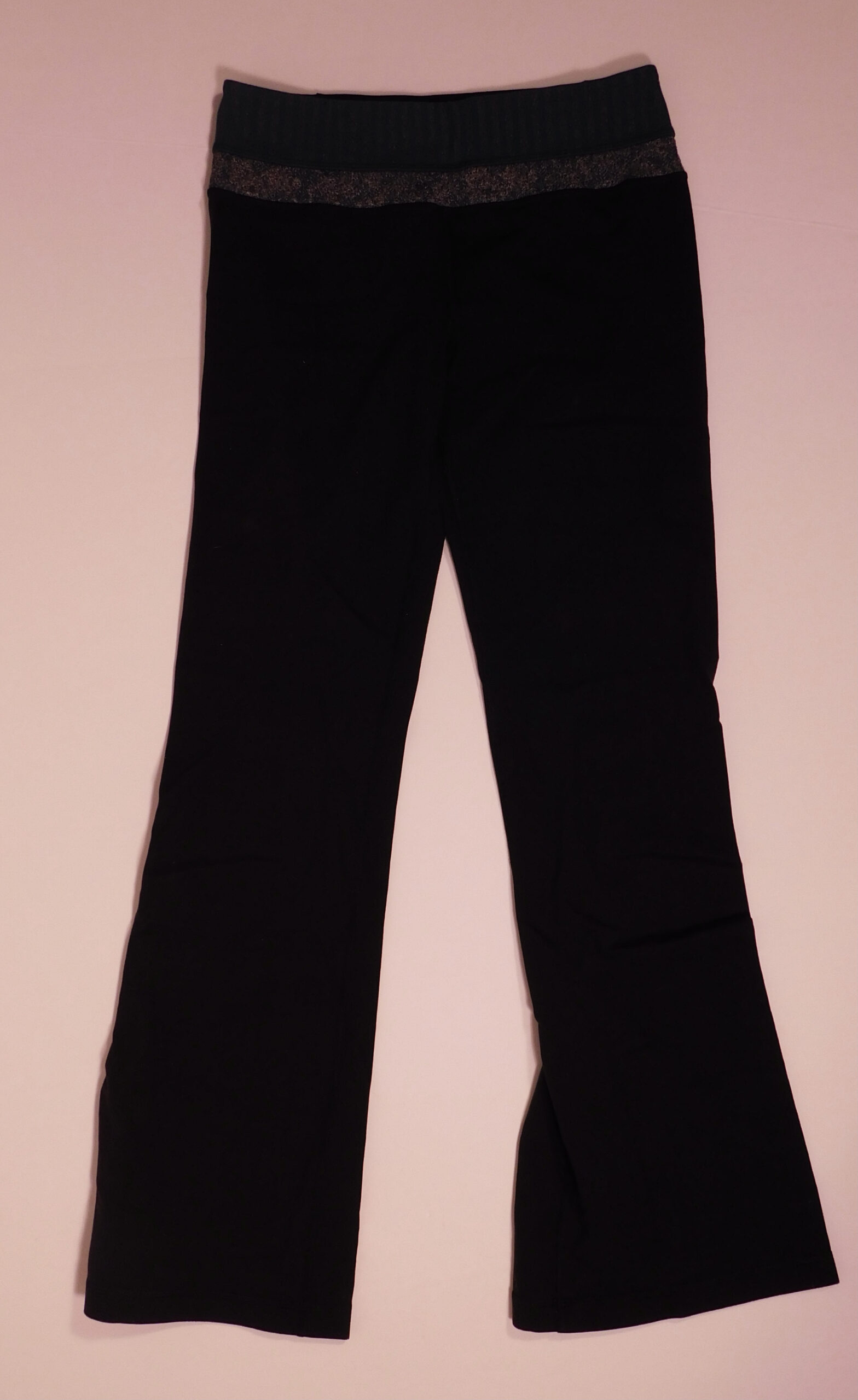 LULULEMON ATHLETICS Black Teal Trim Wide Leg Groove Pant Sz 6 - Image 3