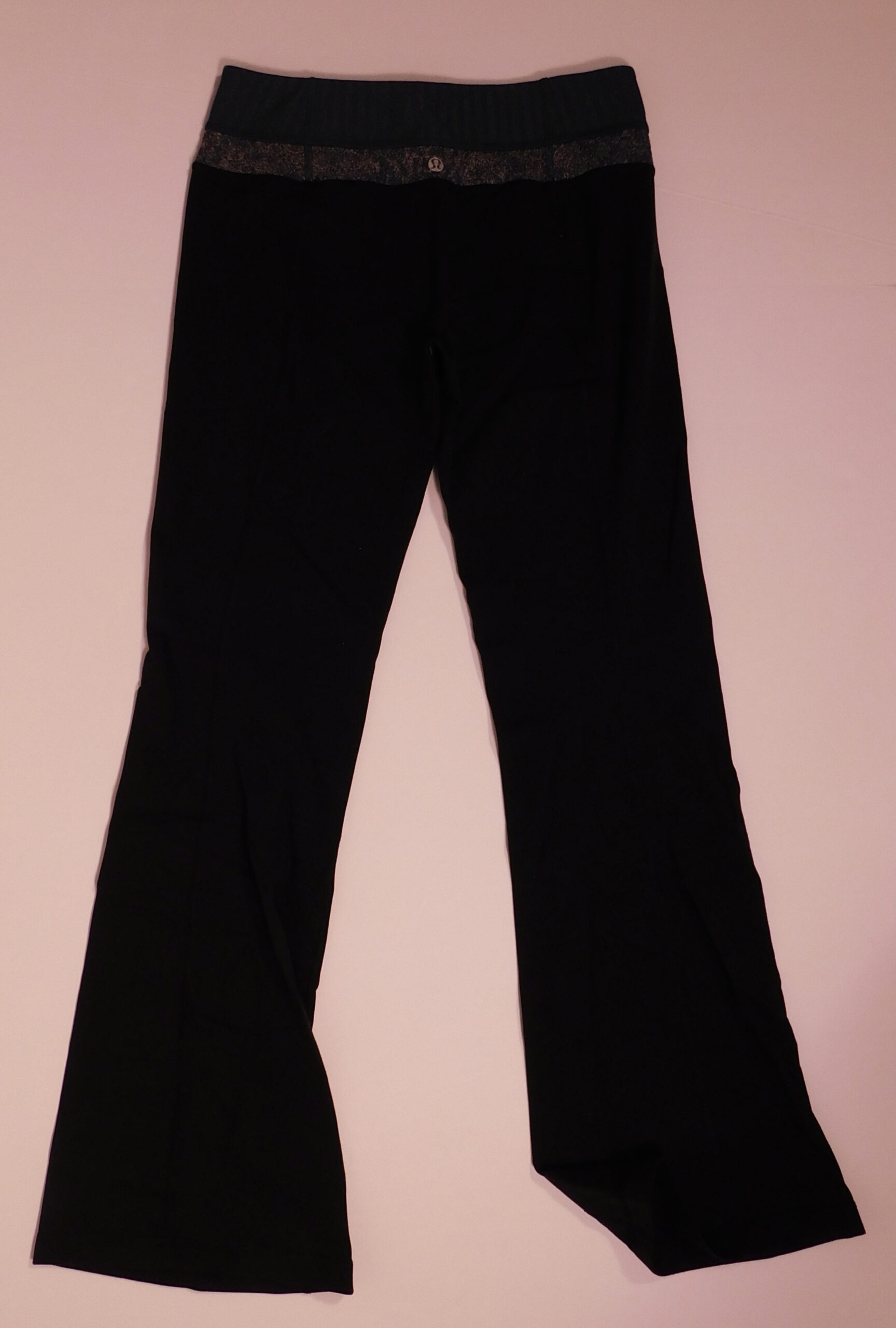 LULULEMON ATHLETICS Black Teal Trim Wide Leg Groove Pant Sz 6 - Image 7