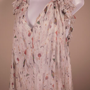 ISABEL ETOLIE MARANT Women's White Print Silk Tissue Fabric V-Neck Blouse Shirt Sz 36 ($290)