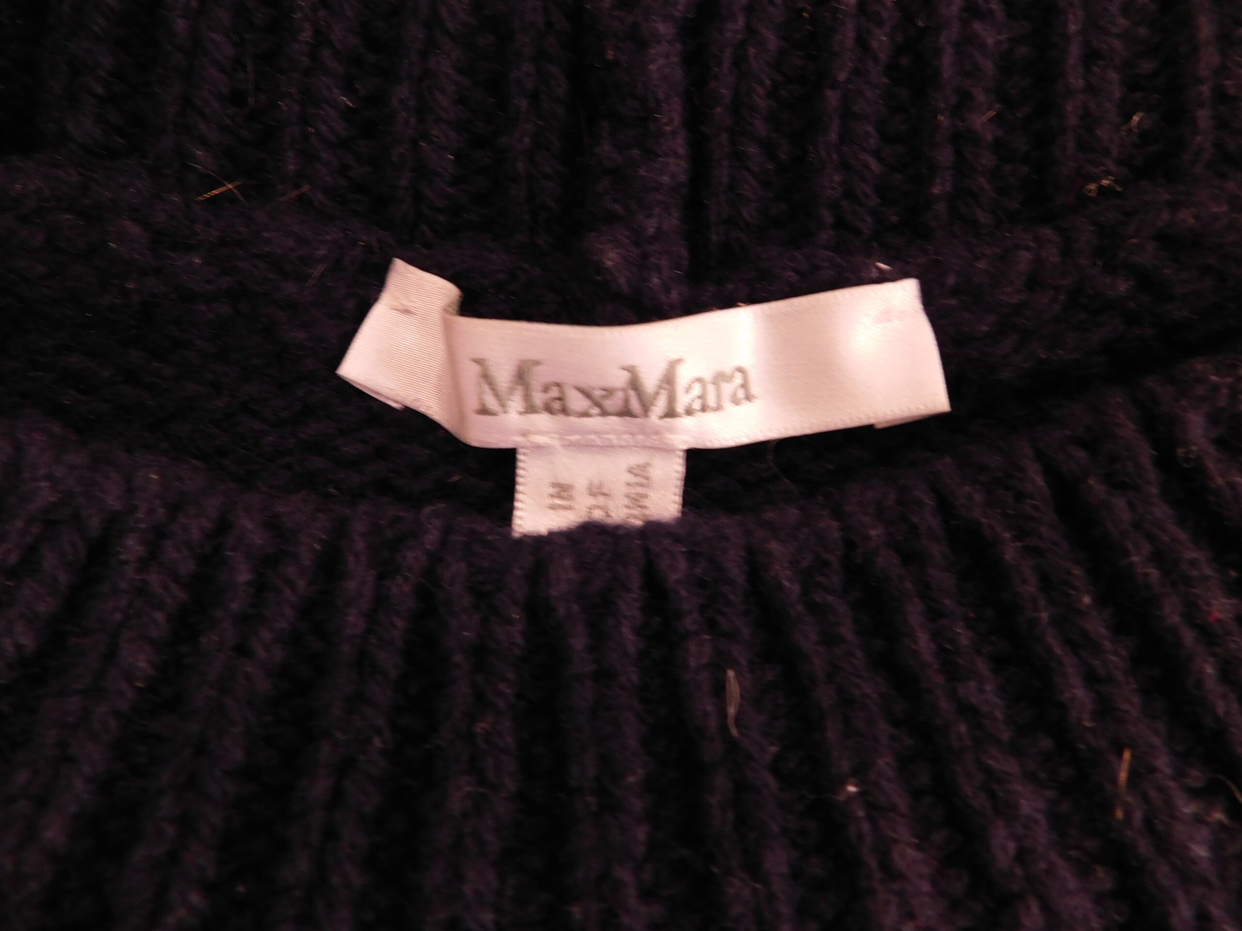MAX MARA Women's Navy Blue Short Sleeved Mock Neck Sweater Sz S - Image 6