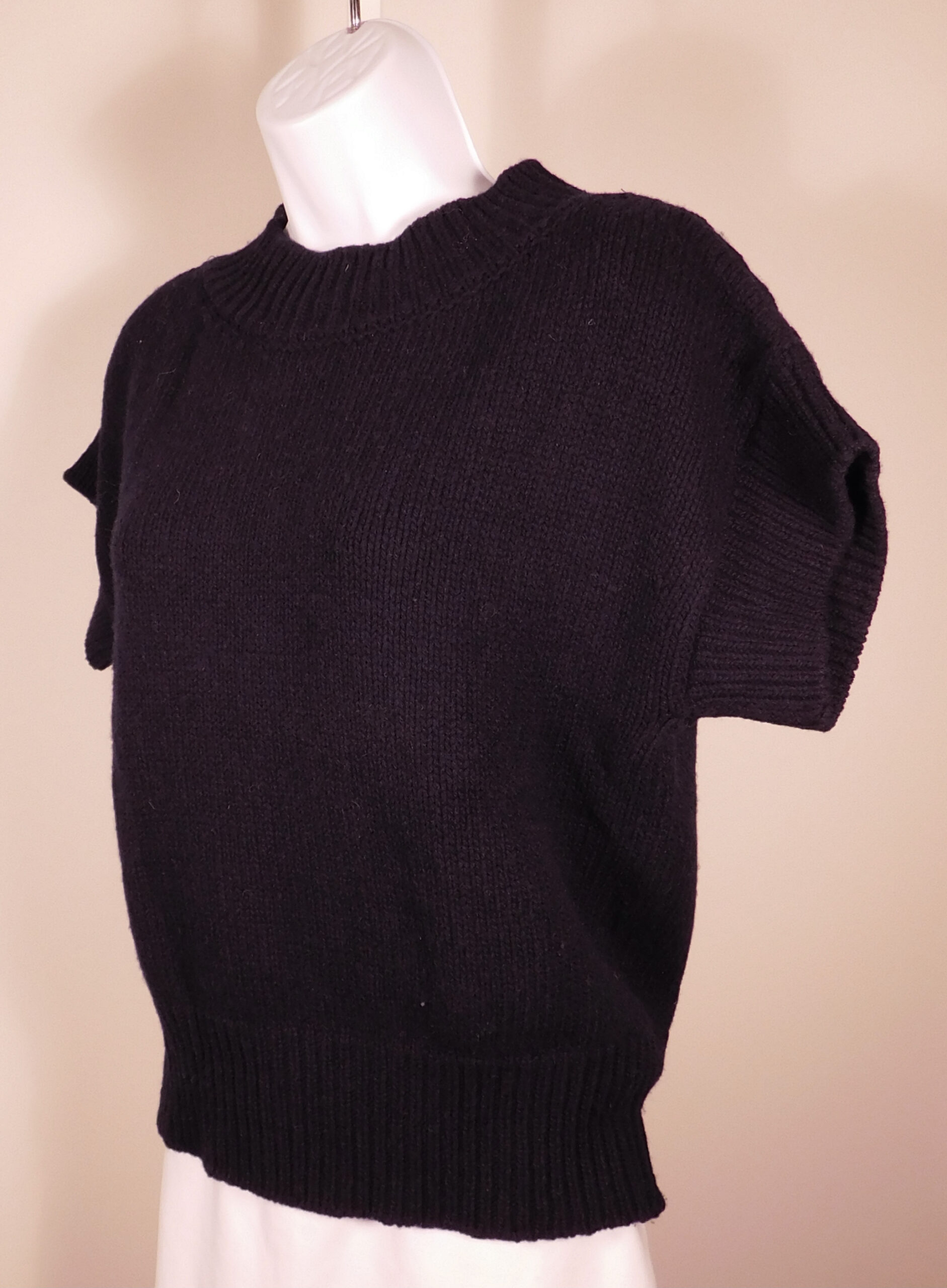 MAX MARA Women's Navy Blue Short Sleeved Mock Neck Sweater Sz S