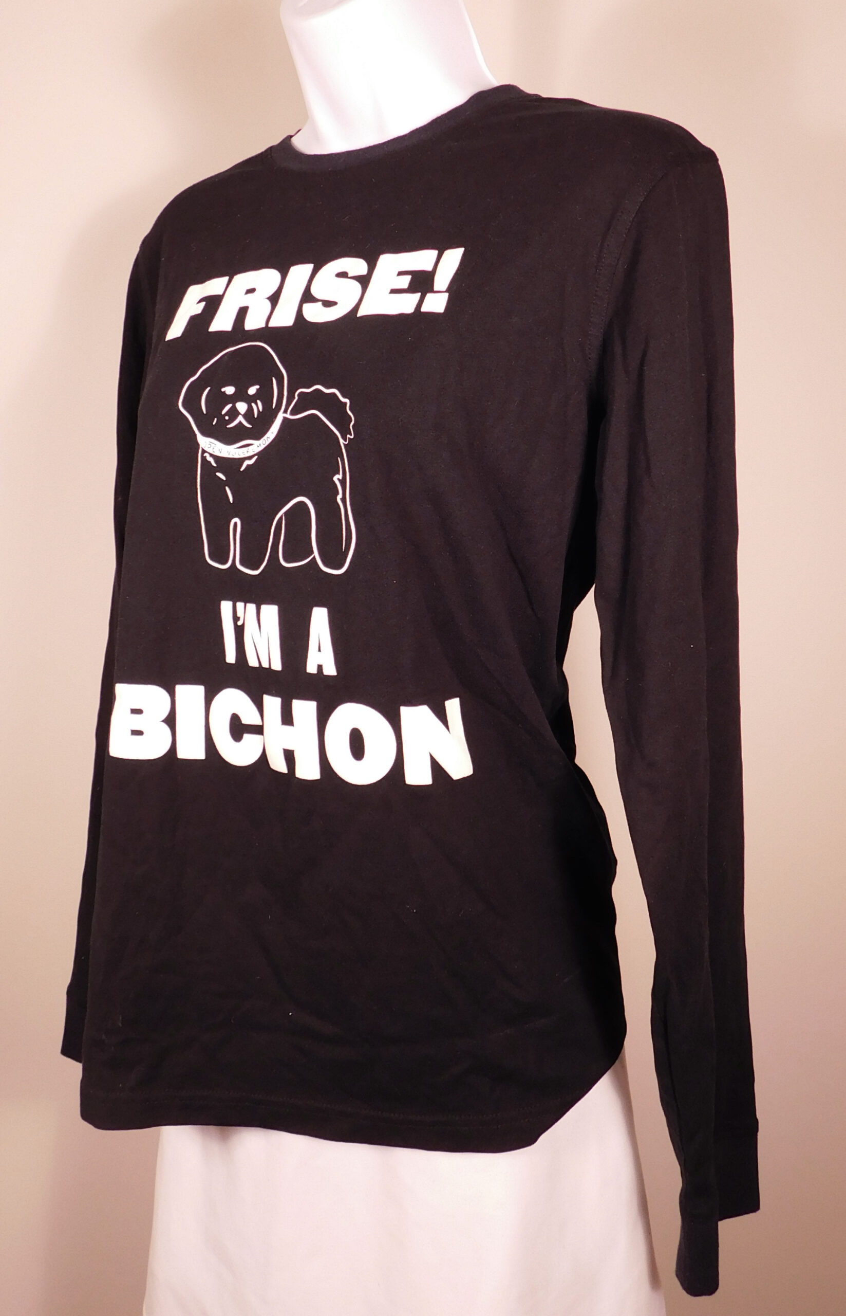OPENING CEREMONY Women's Black Frise Bichon Long Sleeved Scoop Neck Cotton T-Shirt Blouse Sz S