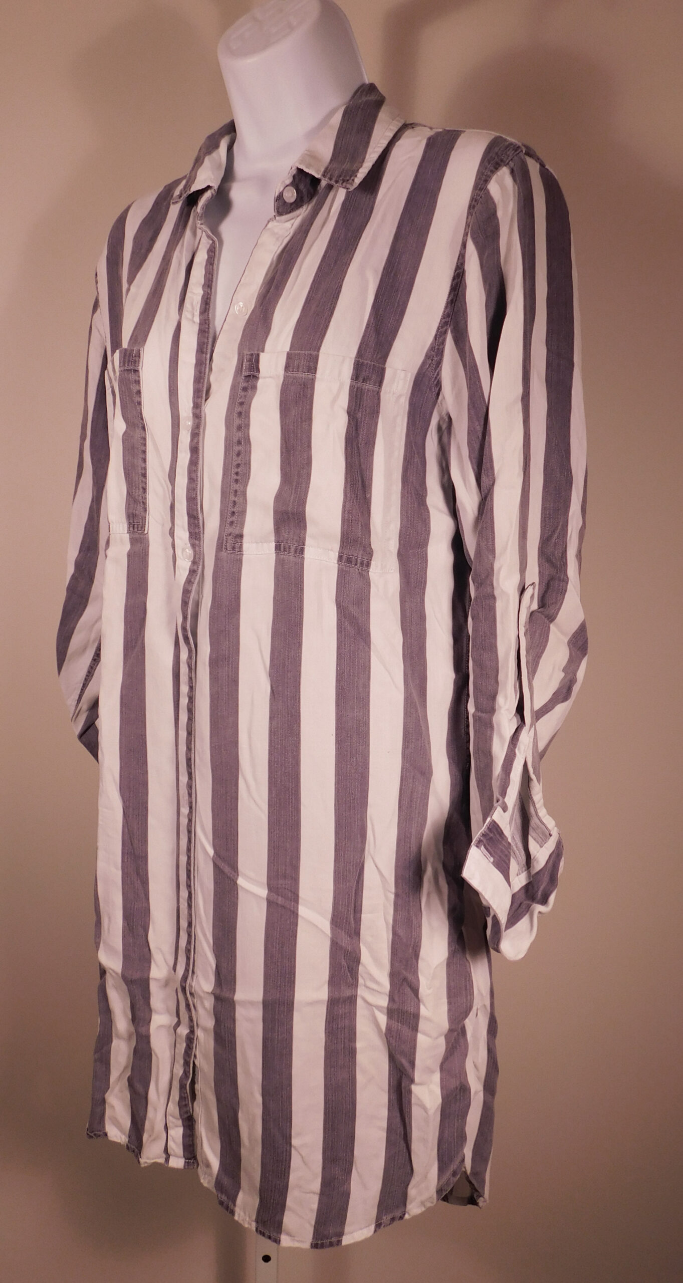 RAILS Women's Blue White Julian Lisbon Stripe Long Sleeve Button Front Shirt Dress Sz S