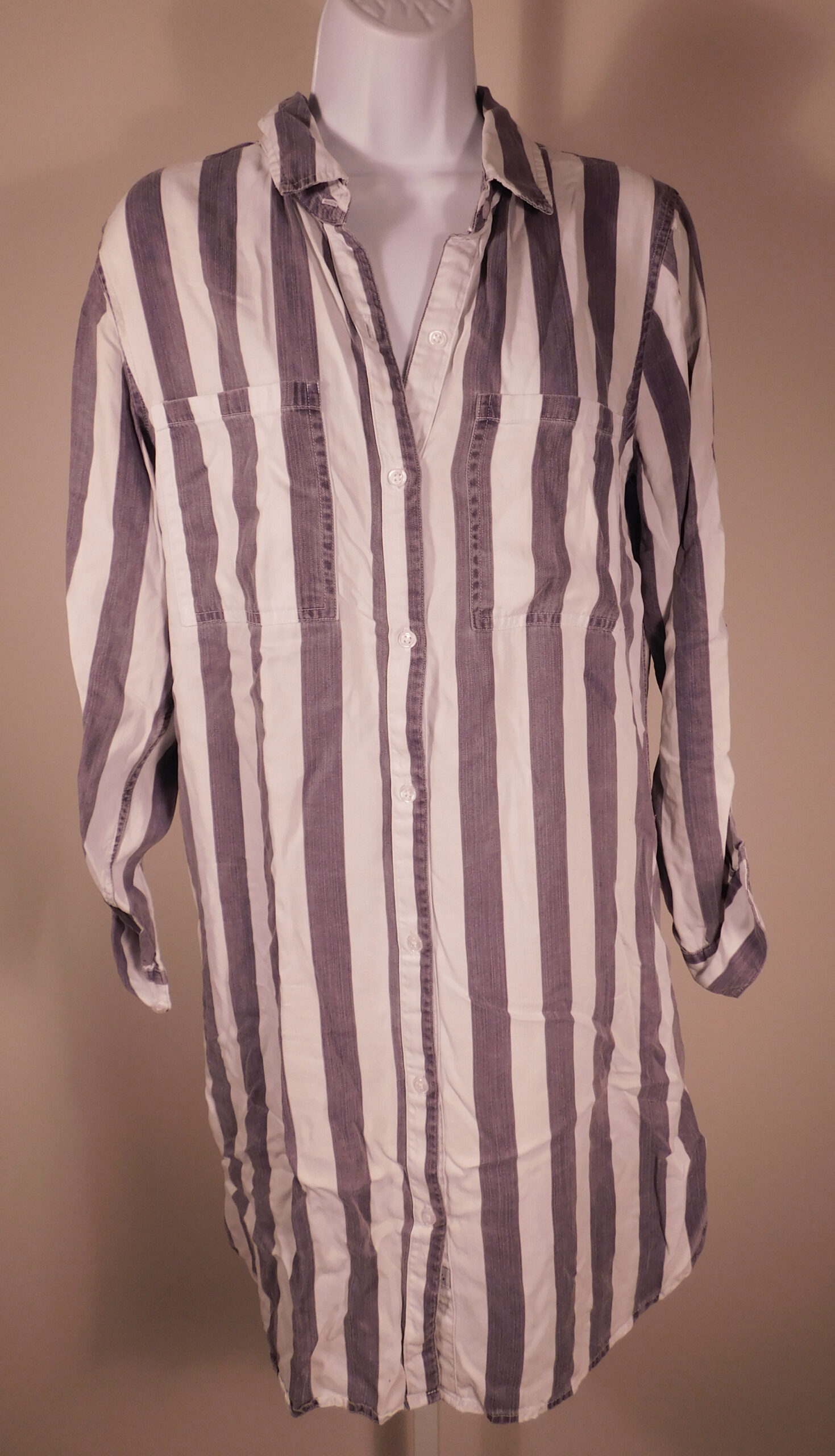 RAILS Women's Blue White Julian Lisbon Stripe Long Sleeve Button Front Shirt Dress Sz S - Image 4