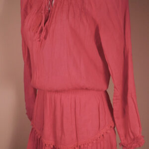 LOVE SHACK FANCY Women's Coral Cotton Gauze 3/4 Sleeve Scoop Neck Dress Sz 1 ($360)