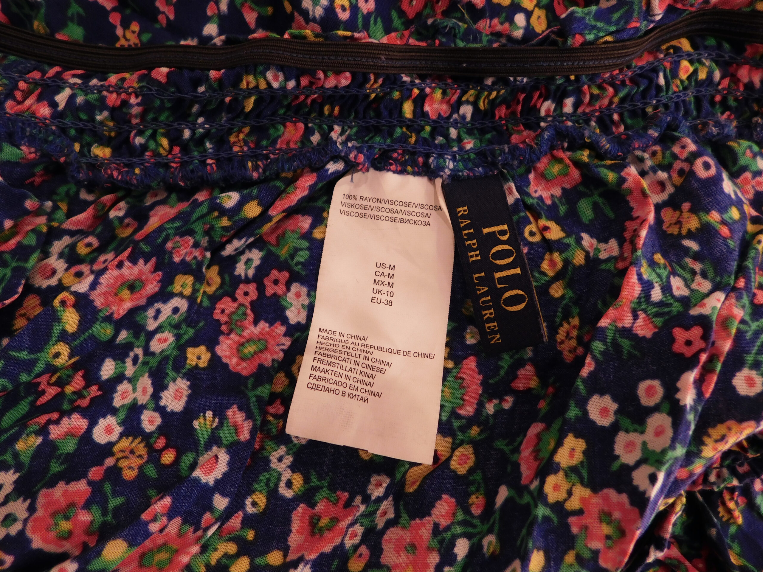 POLO RALPH LAUREN Women's Blue Floral Print Scoop Neck Long Sleeve Shift Dress Sz M - Image 5