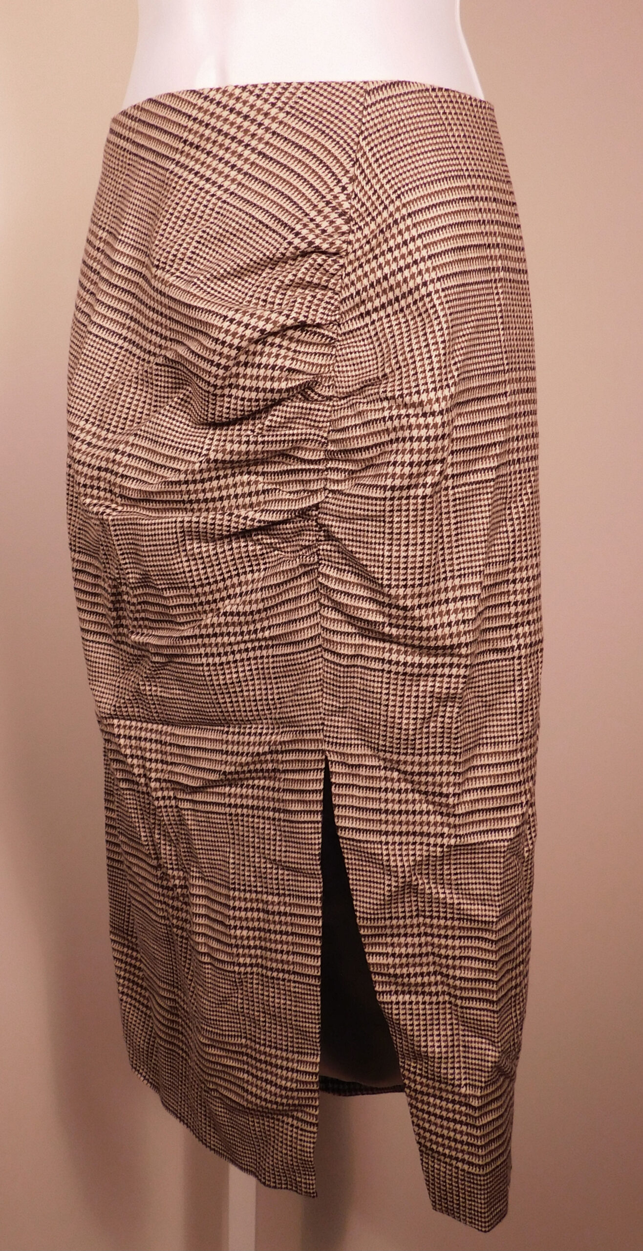VERONICA BEARD Women's Brown Houndstooth Plaid Wool Blend Skirt Sz 4 ($398)