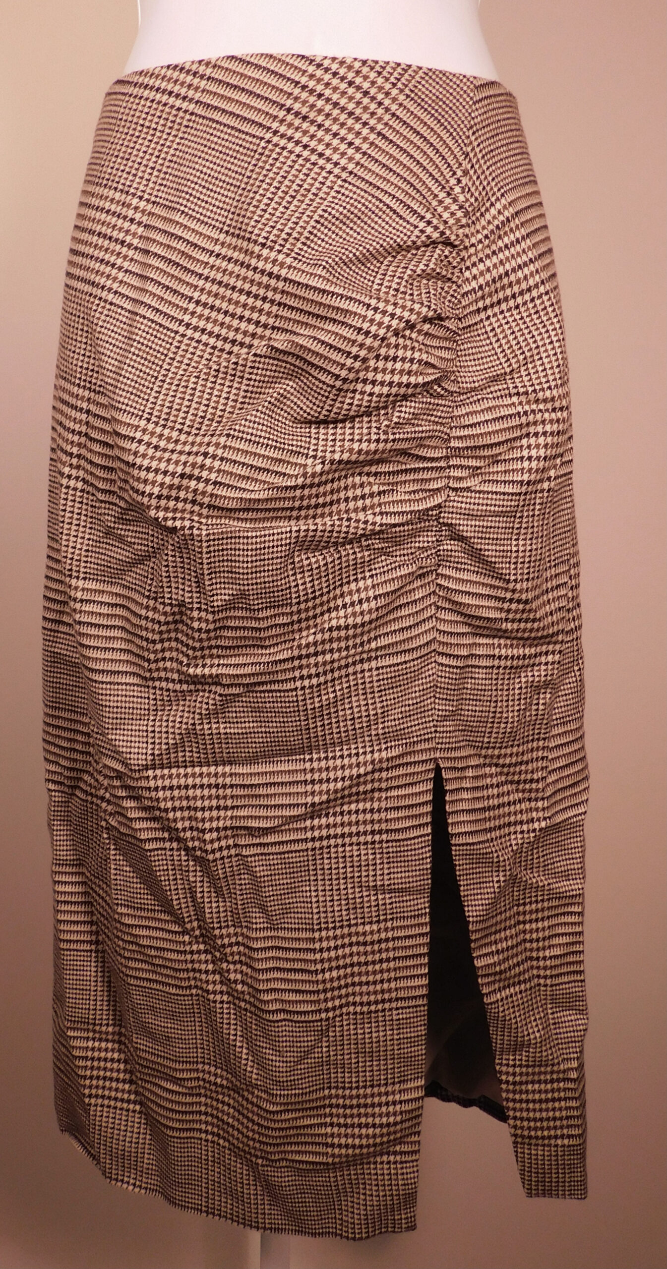 VERONICA BEARD Women's Brown Houndstooth Plaid Wool Blend Skirt Sz 4 ($398) - Image 4