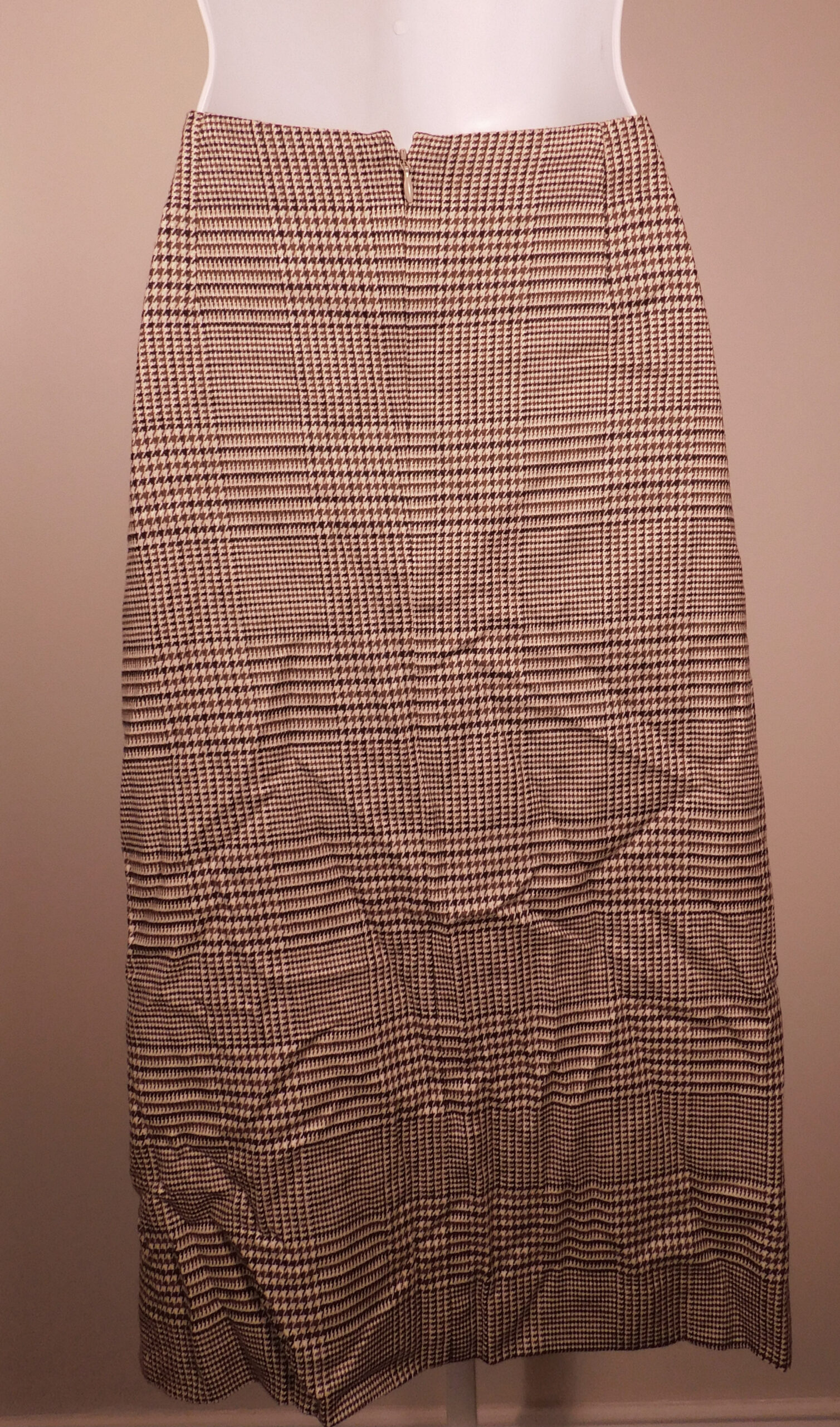VERONICA BEARD Women's Brown Houndstooth Plaid Wool Blend Skirt Sz 4 ($398) - Image 5