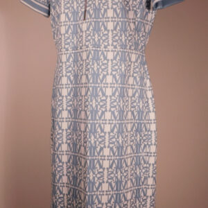 MAX MARA Women's Blue White Signature Print Scoop Neck Short Sleeve Sheath Dress Sz 8