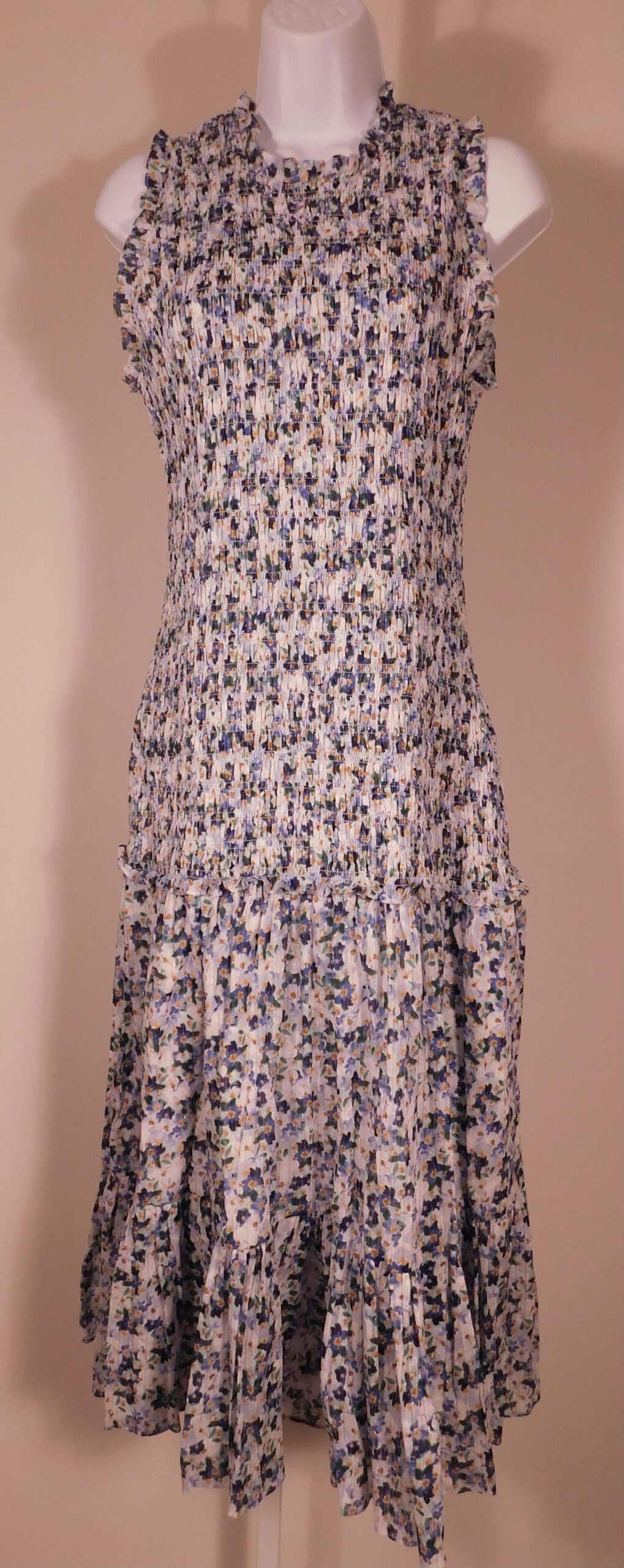 VERONICA BEARD Women's Blue Verena Floral Dropped Waist Tiered Midi Dress Sz 4 ($695) - Image 4