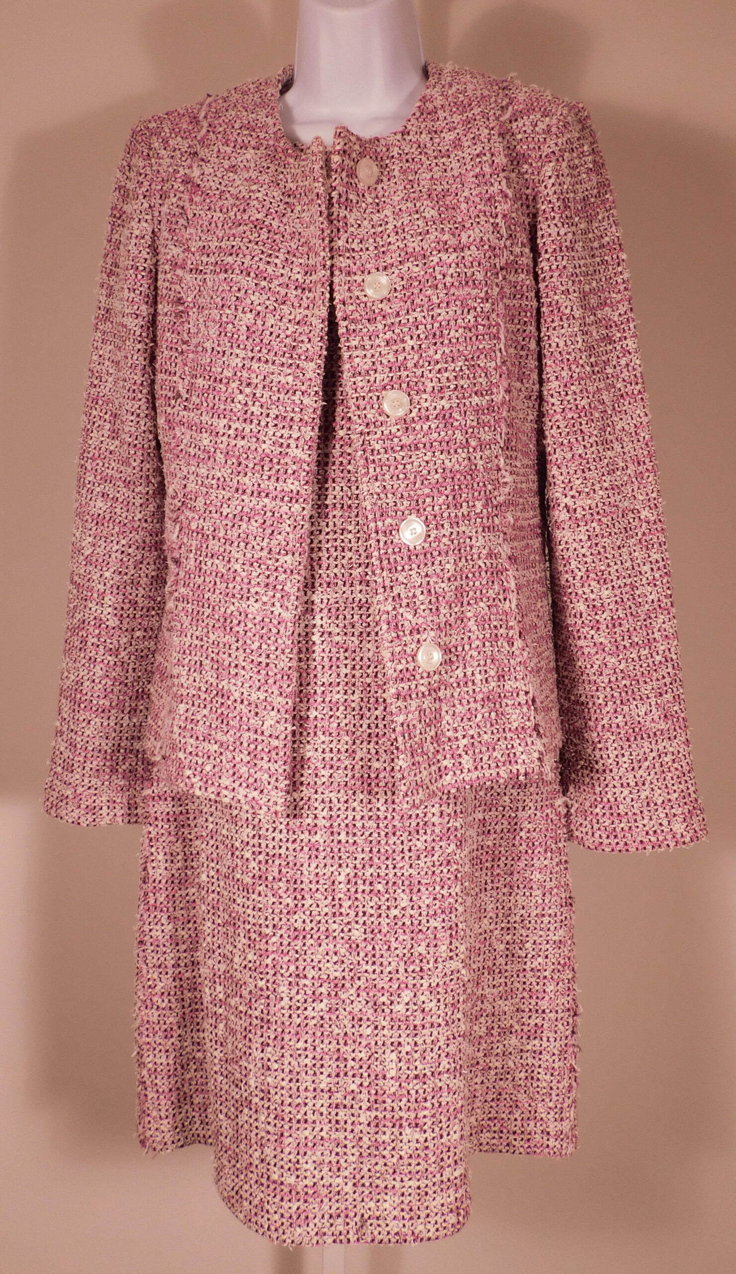 ST JOHN Women's Pink Boucle Sleeveless Dress and Blazer Suit Dress Sz 6 ($3490)